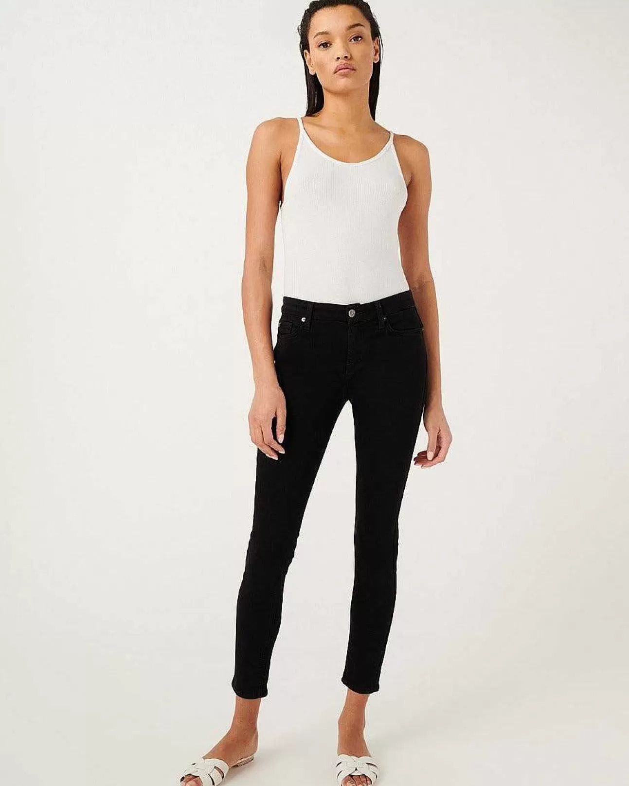 Jeans*Dames 7 For All Mankind B(Air) Denim Enkelskinny In Zwart Baarzwart