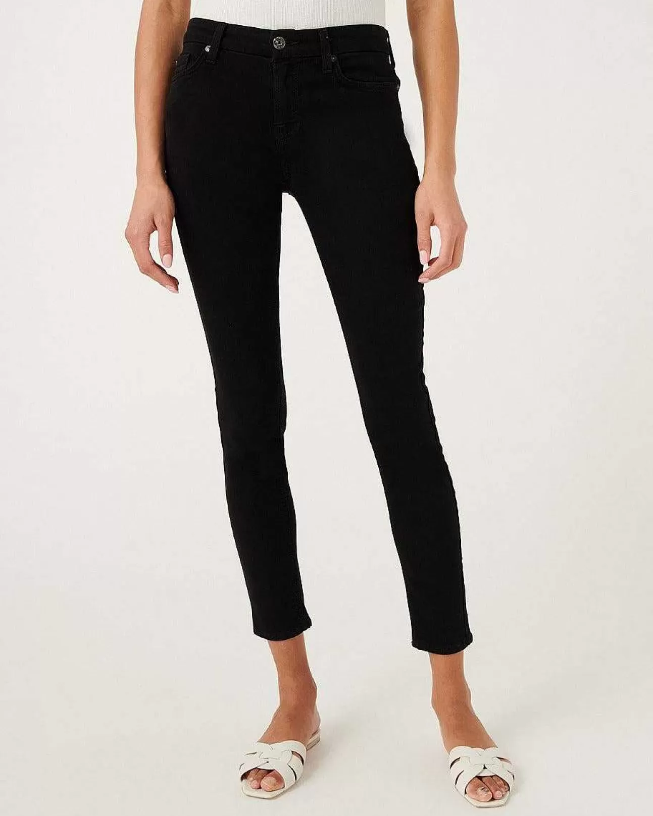 Jeans*Dames 7 For All Mankind B(Air) Denim Enkelskinny In Zwart Baarzwart