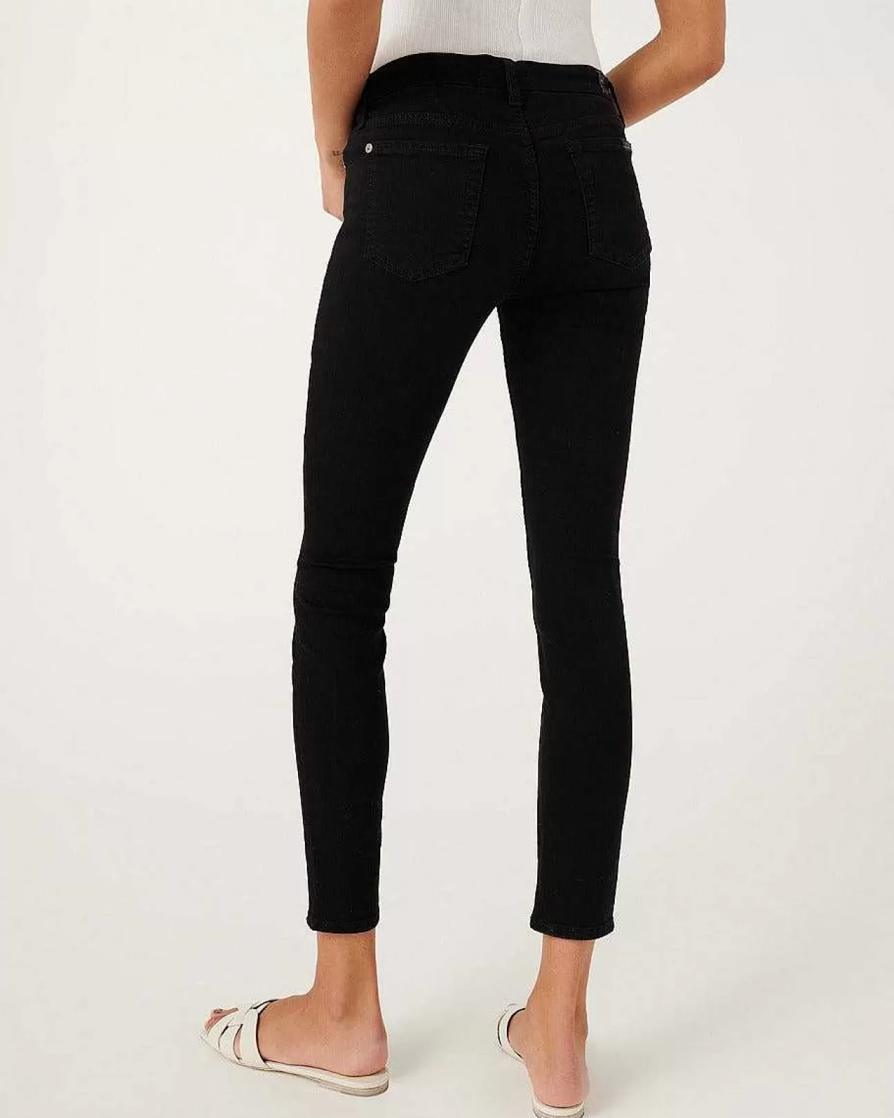 Jeans*Dames 7 For All Mankind B(Air) Denim Enkelskinny In Zwart Baarzwart