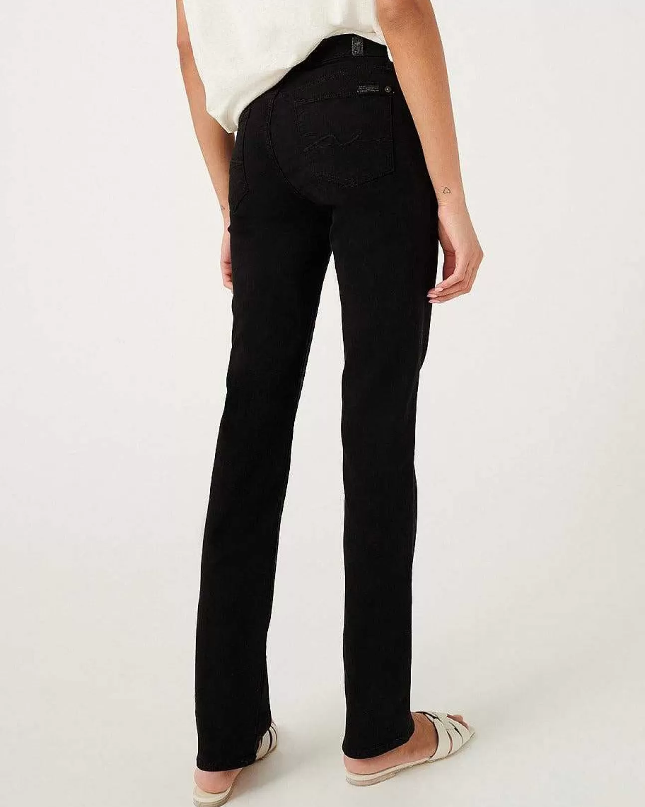 Jeans*Dames 7 For All Mankind B(Air) Denim Kimmie Recht In Zwart Baarzwart