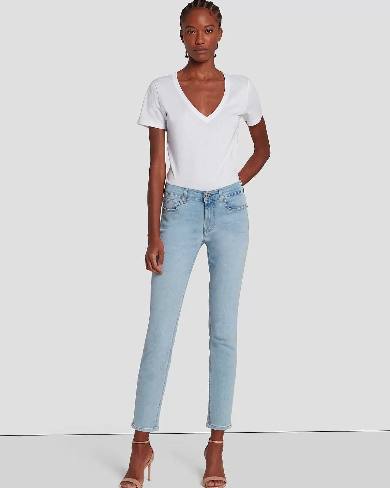 Jeans*Dames 7 For All Mankind B(Air) Enkel Skinny-In Zwart Gespoeld