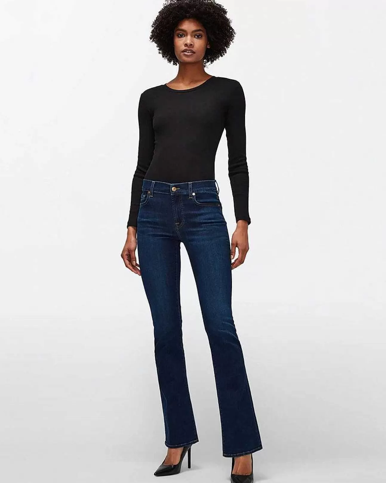 Jeans*Dames 7 For All Mankind B(Air) Verfraaide Kimmie Bootcut In Gespoelde Indigo