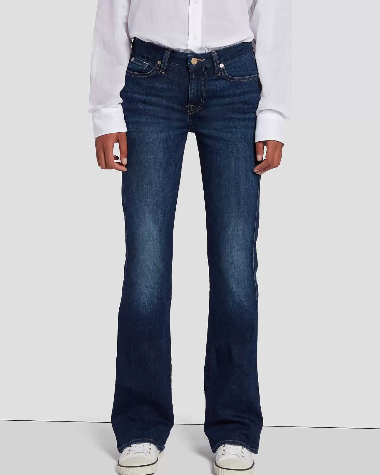 Jeans*Dames 7 For All Mankind B(Air) Verfraaide Kimmie Bootcut In Gespoelde Indigo