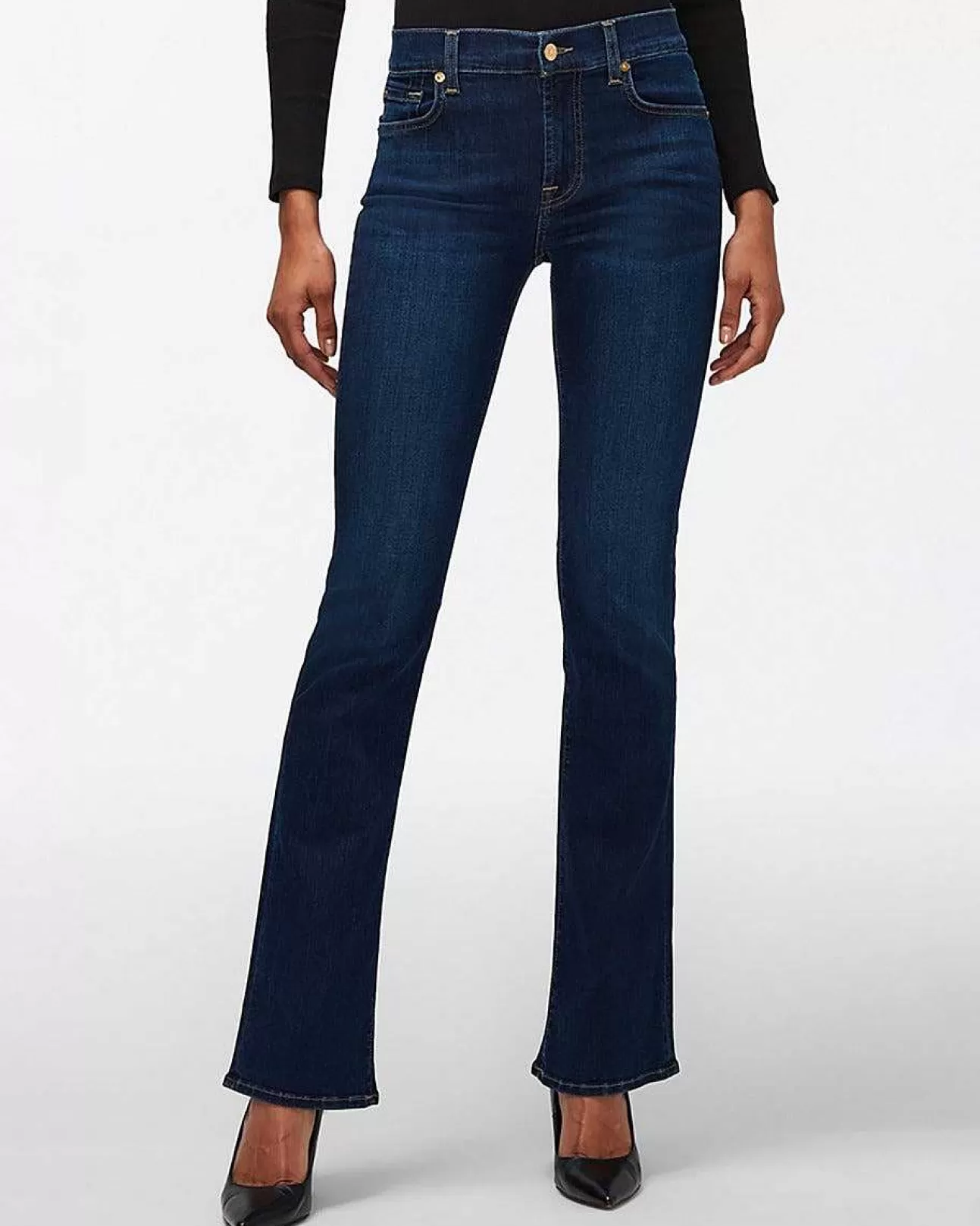 Jeans*Dames 7 For All Mankind B(Air) Verfraaide Kimmie Bootcut In Gespoelde Indigo