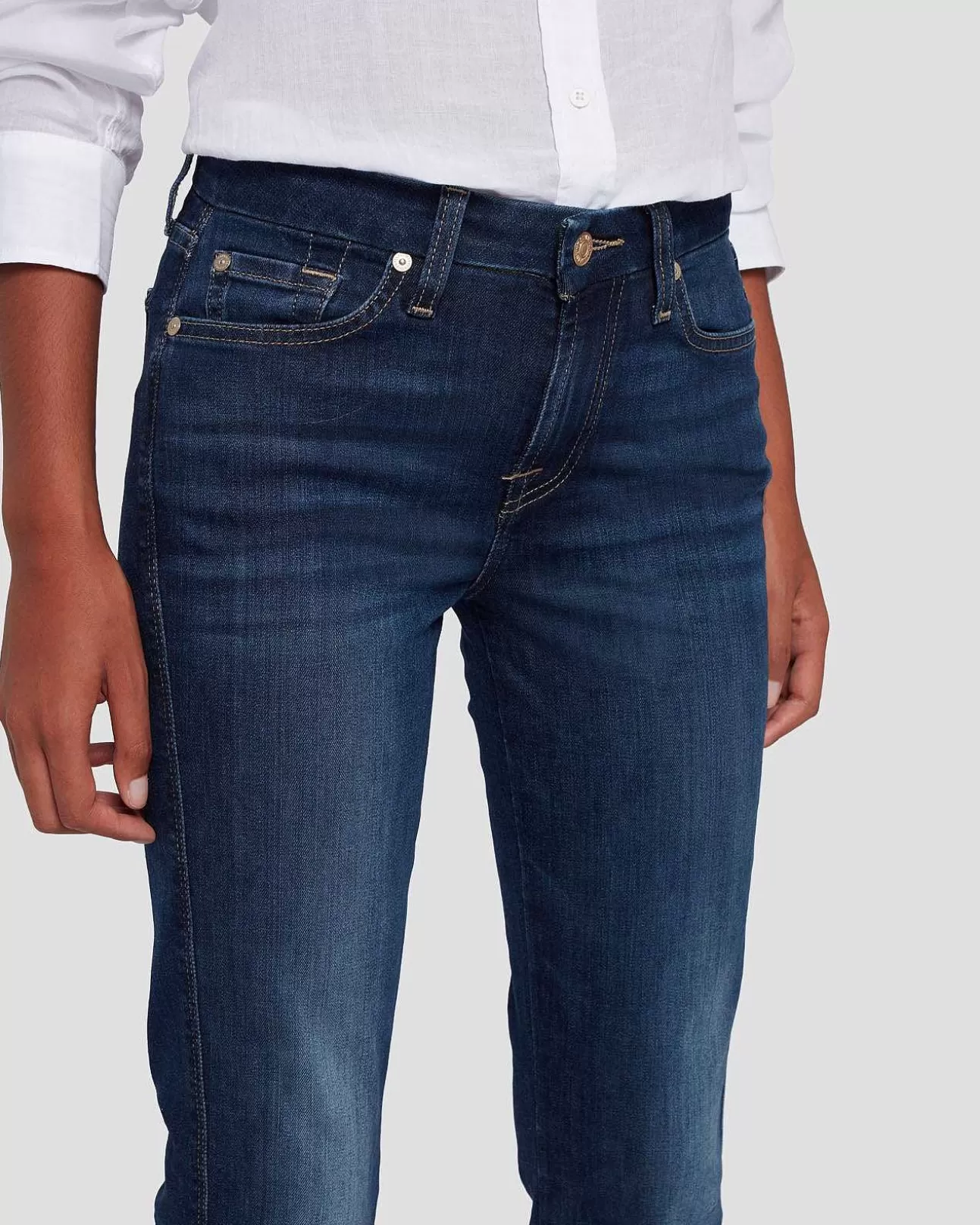 Jeans*Dames 7 For All Mankind B(Air) Verfraaide Kimmie Bootcut In Gespoelde Indigo