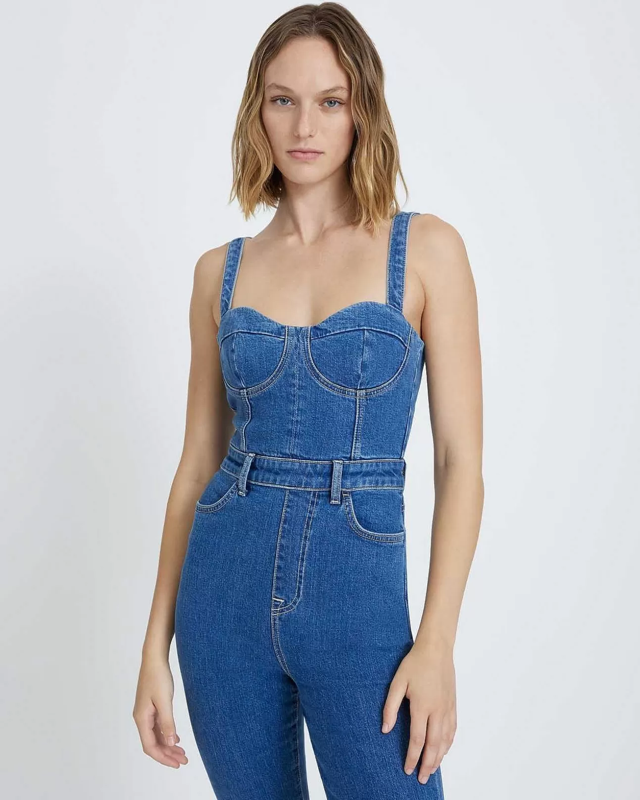 Jeans*Dames 7 For All Mankind Beauty Denim Mega Flare Jumpsuit In Diana