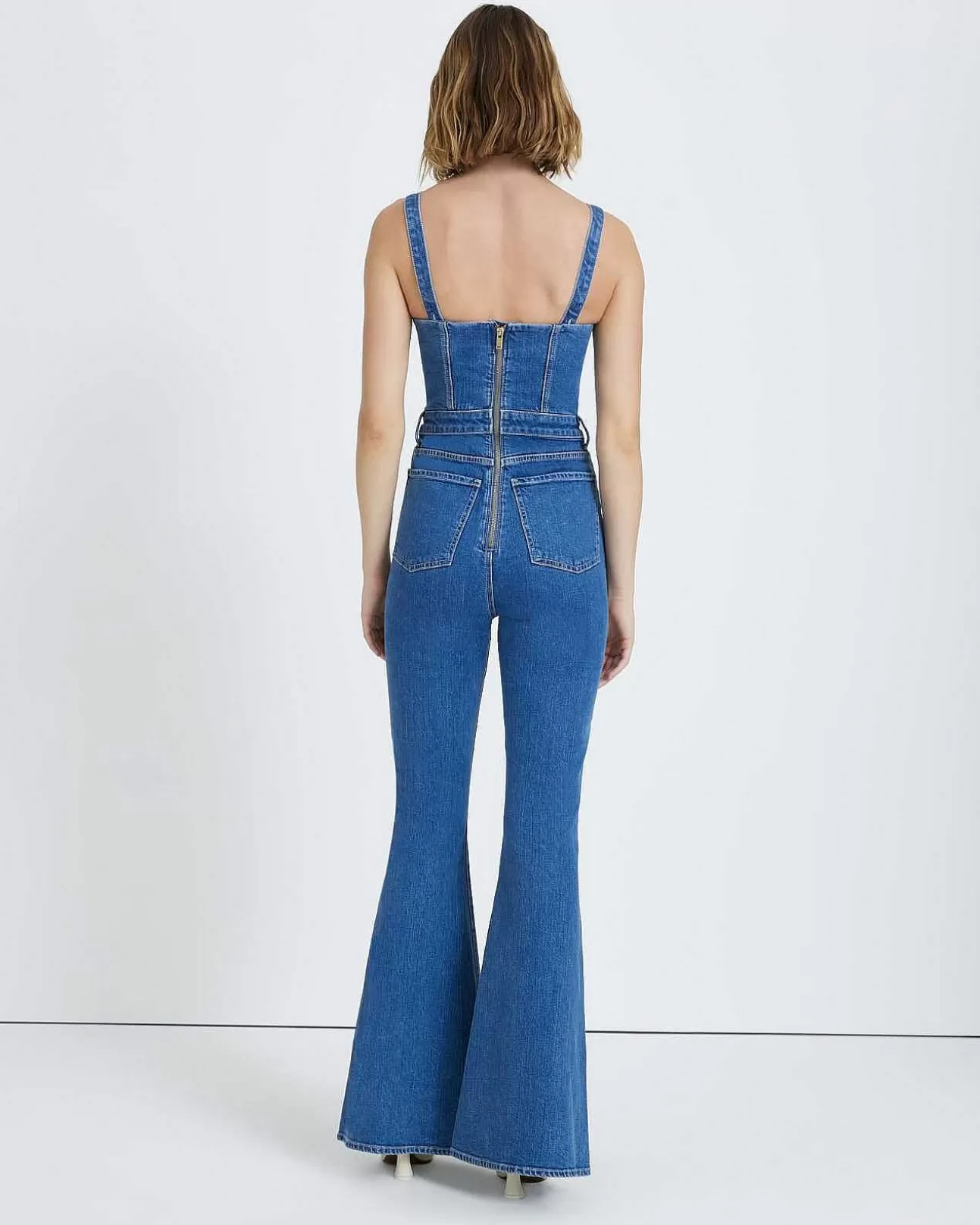 Jeans*Dames 7 For All Mankind Beauty Denim Mega Flare Jumpsuit In Diana