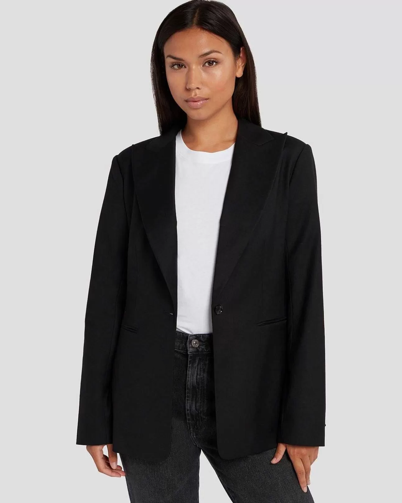 Jassen En Jassen*Dames 7 For All Mankind Blazer Met Enkele Rij Knopen Zwart