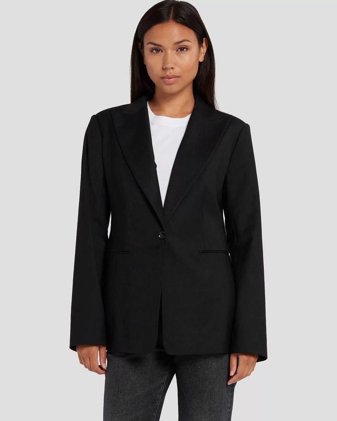 Jassen En Jassen*Dames 7 For All Mankind Blazer Met Enkele Rij Knopen Zwart