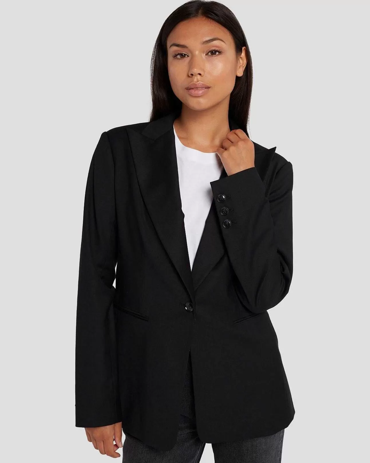 Jassen En Jassen*Dames 7 For All Mankind Blazer Met Enkele Rij Knopen Zwart