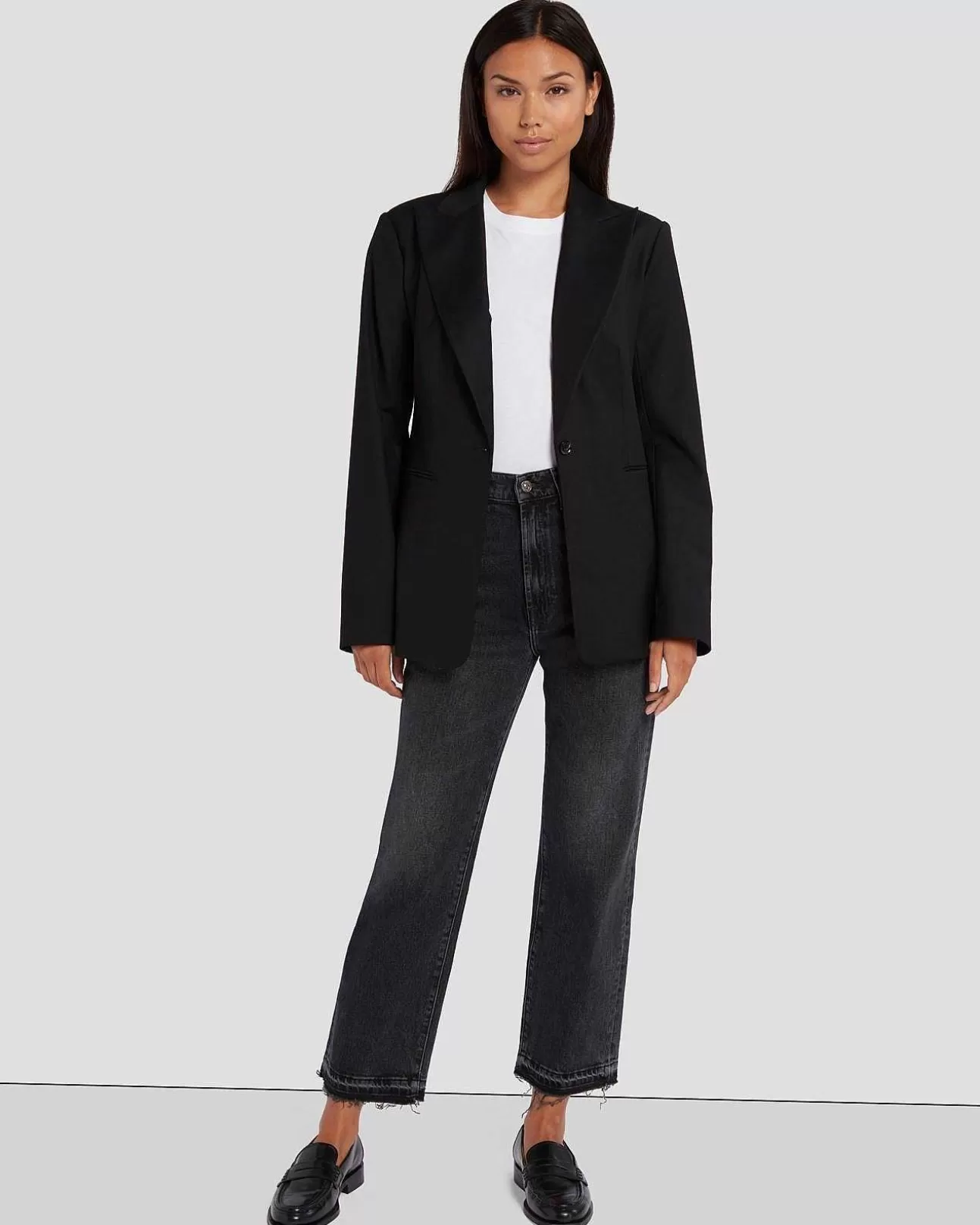 Jassen En Jassen*Dames 7 For All Mankind Blazer Met Enkele Rij Knopen Zwart