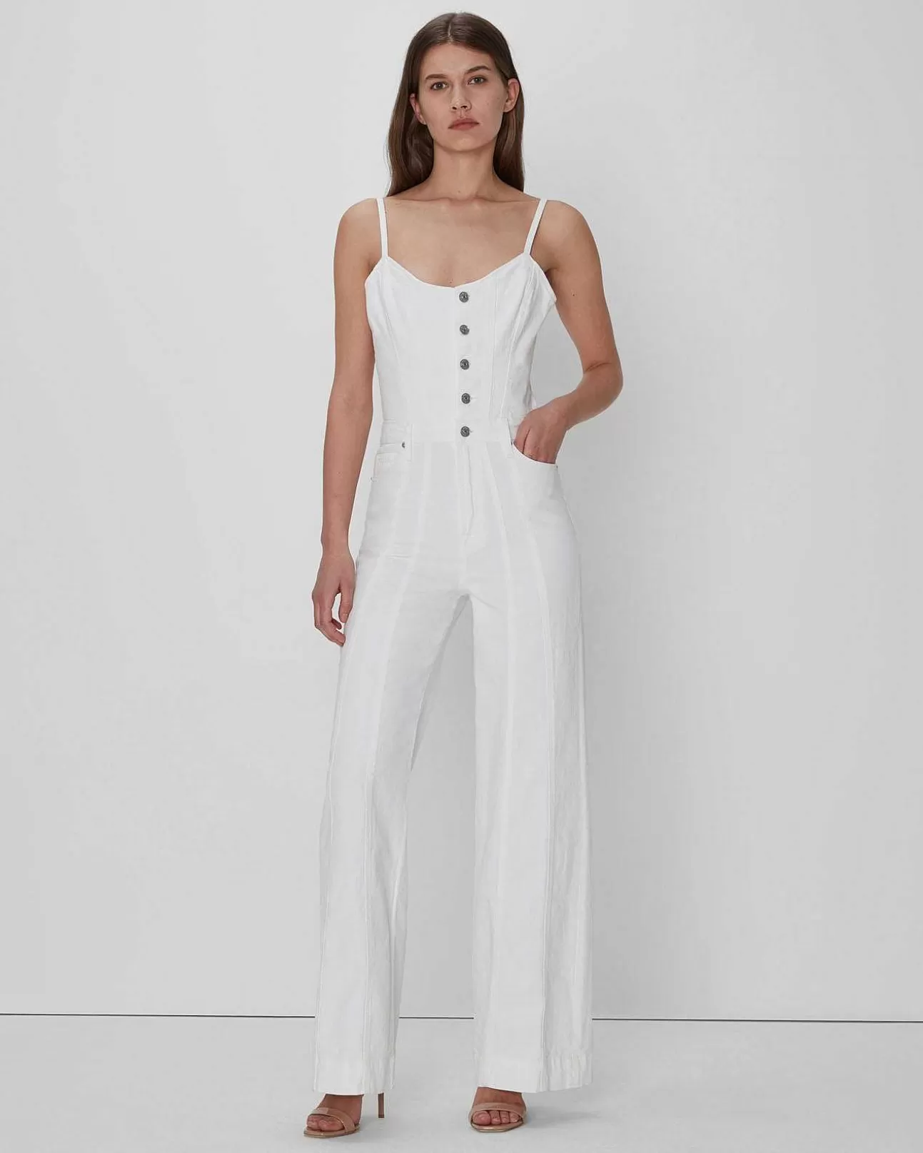 Jeans*Dames 7 For All Mankind Bustier-Jumpsuit In Wit