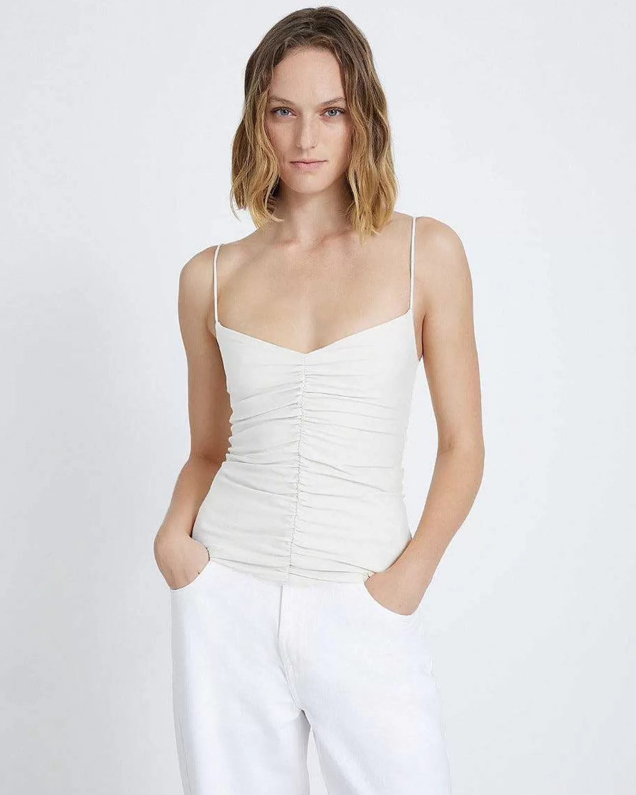 Bovenkanten*Dames 7 For All Mankind Cami-In Met Ruches Wit