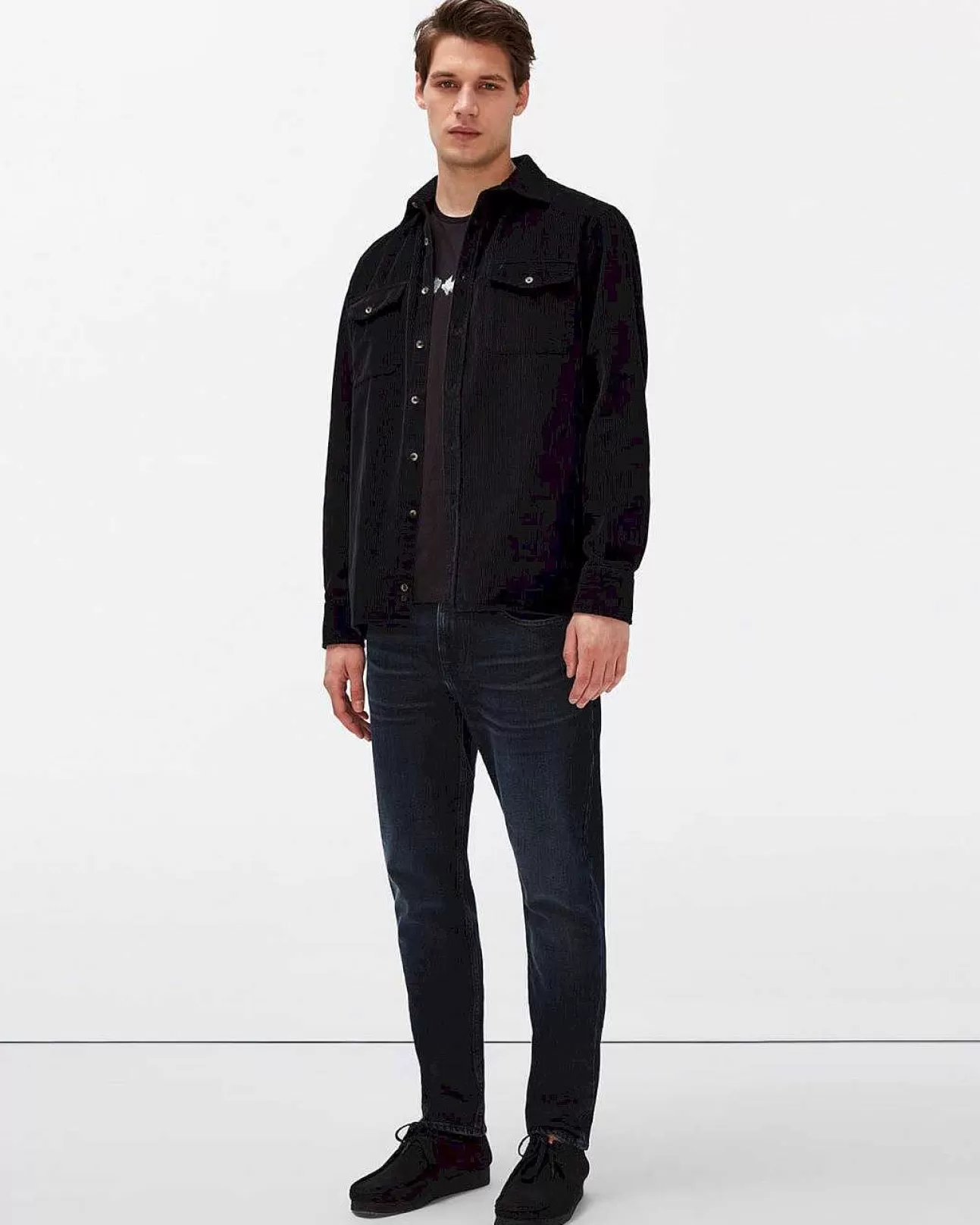 Overhemden*Heren 7 For All Mankind Corduroy Overshirt In Zwart