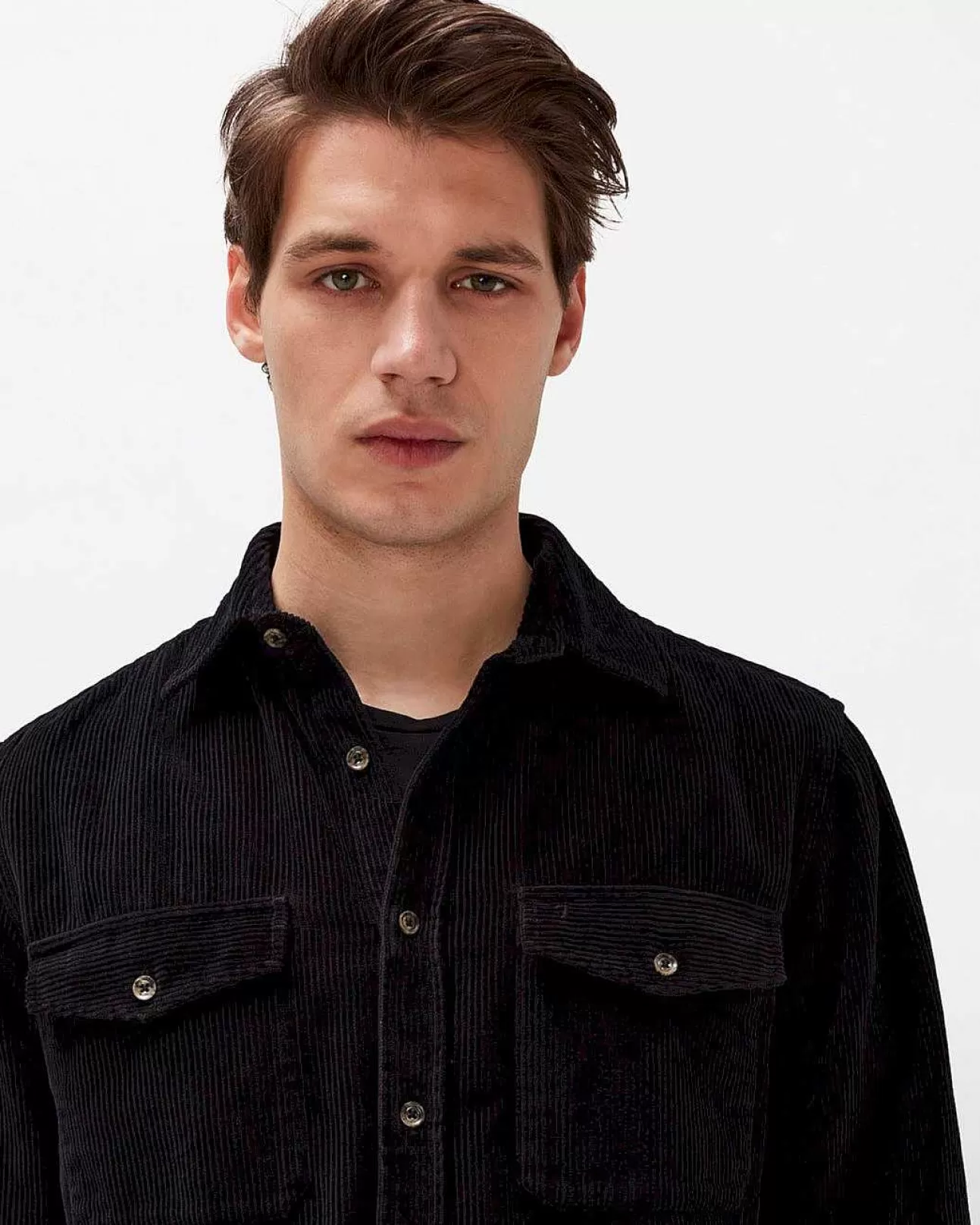 Overhemden*Heren 7 For All Mankind Corduroy Overshirt In Zwart