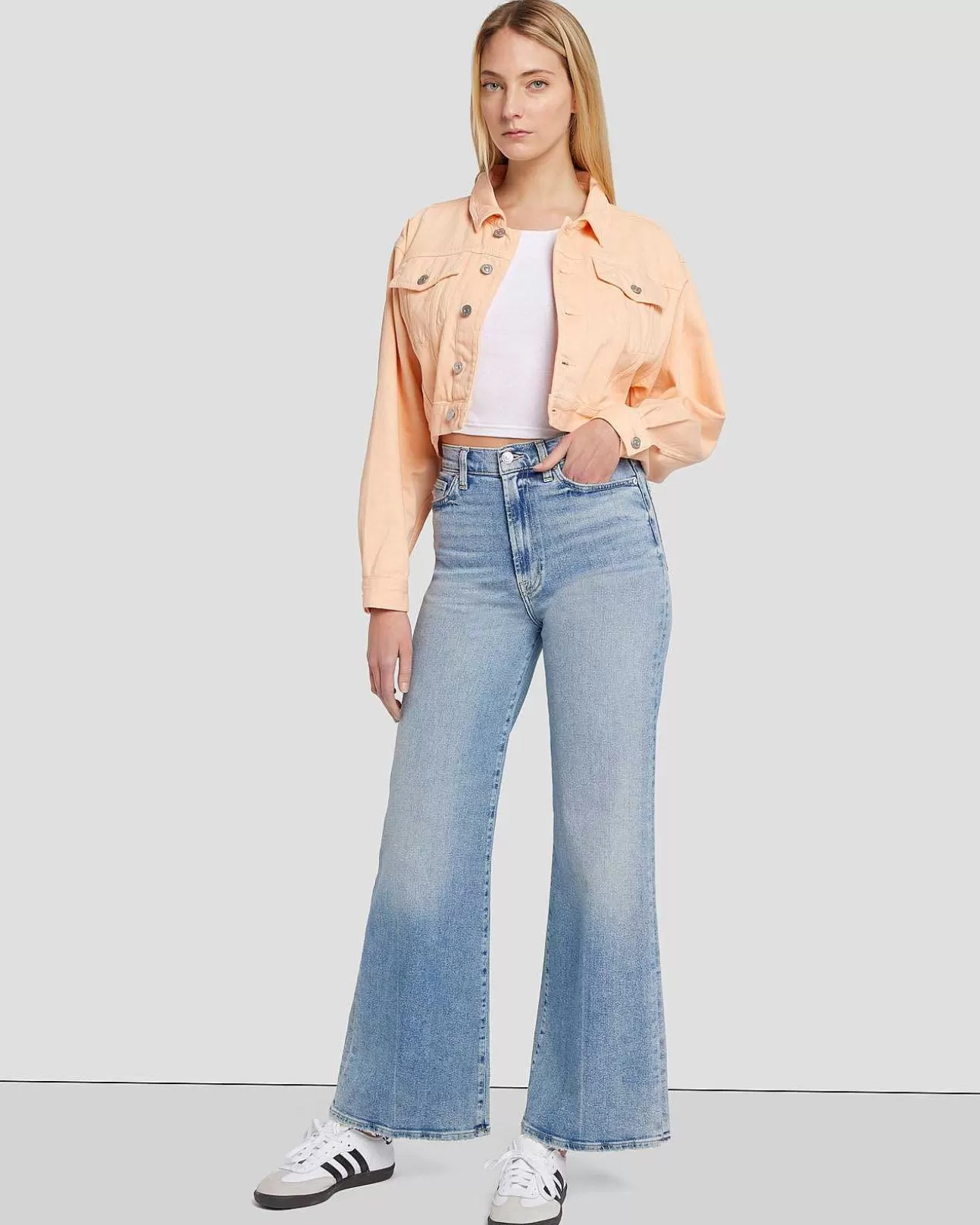 Jeans*Dames 7 For All Mankind Cropped Truckerjack In Prairie-Zonsondergang