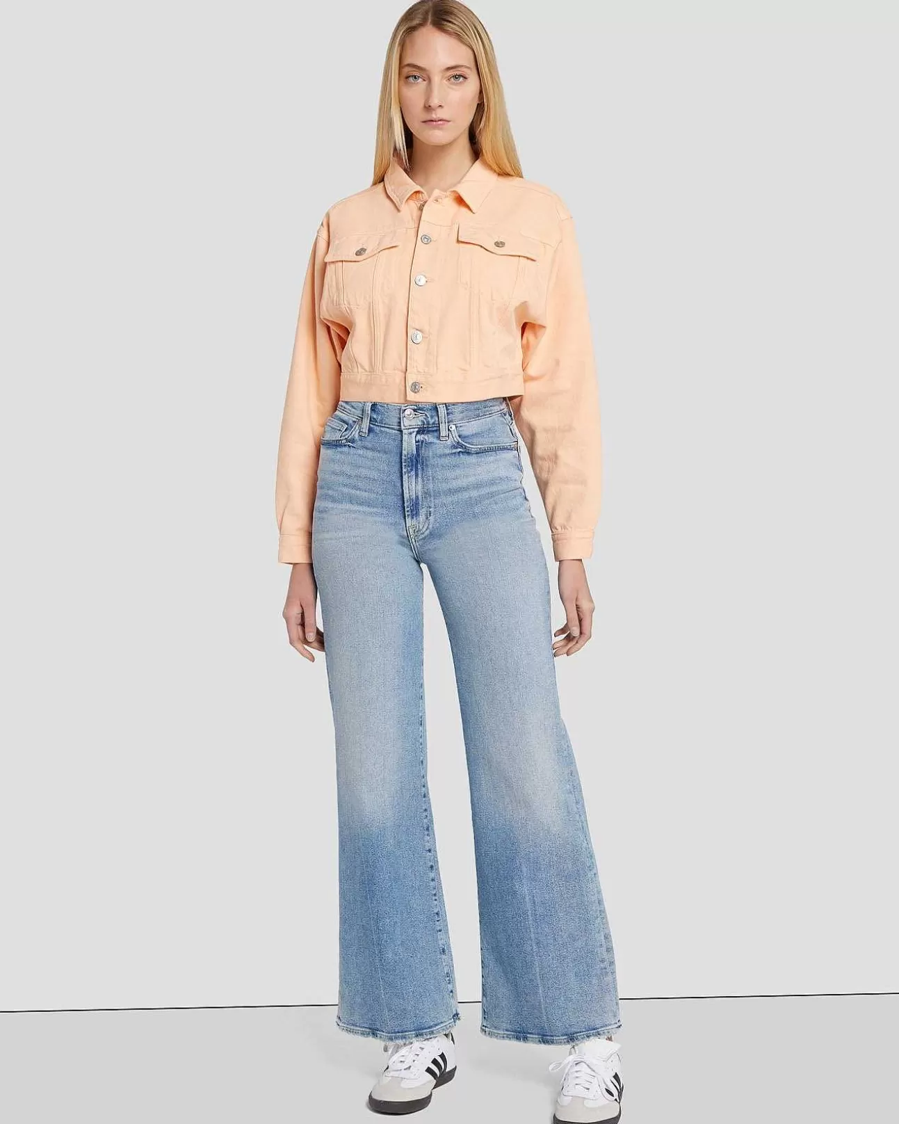 Jeans*Dames 7 For All Mankind Cropped Truckerjack In Prairie-Zonsondergang