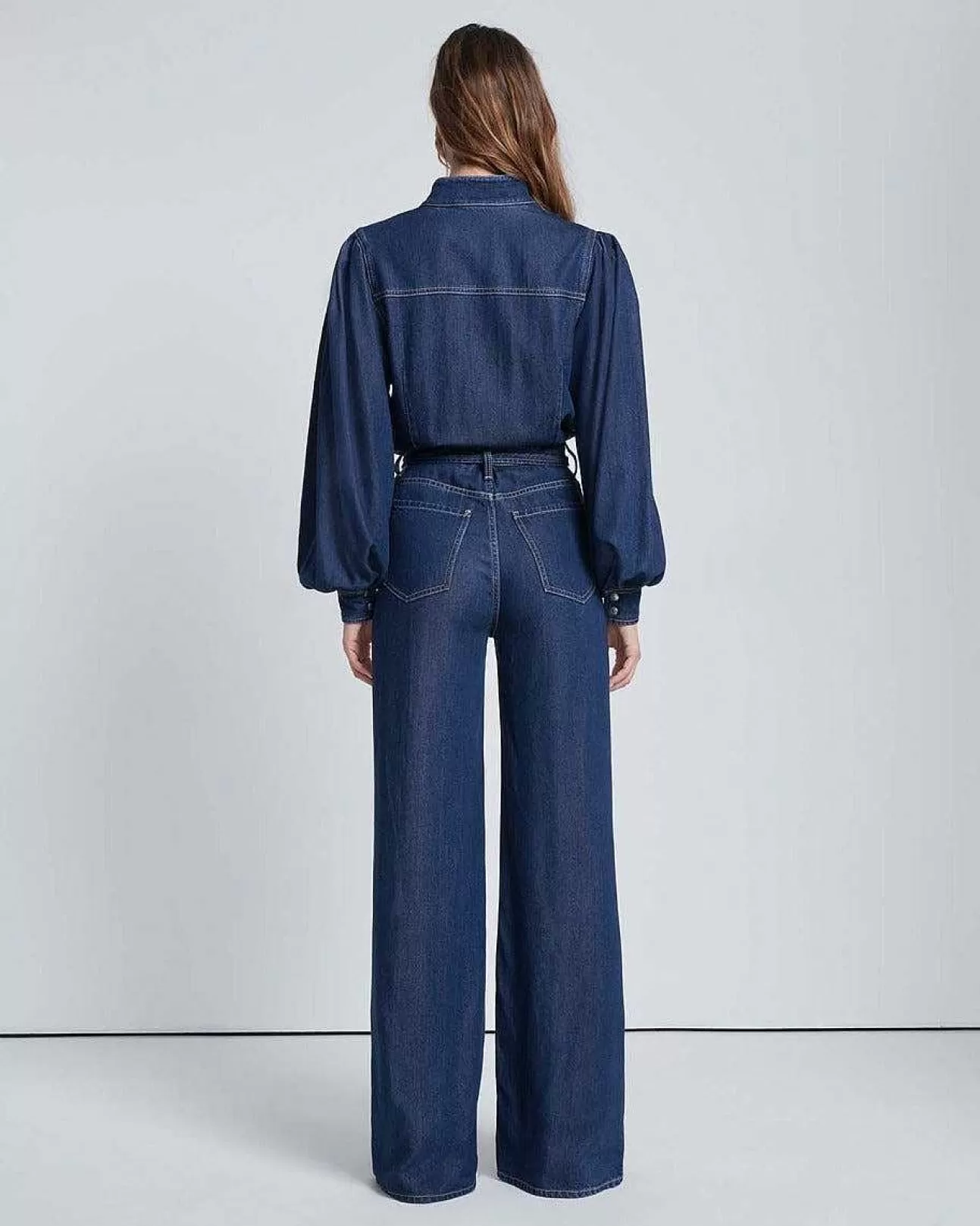 Jeans*Dames 7 For All Mankind Denim Glans Jo Jumpsuit In Nieuwsgierig