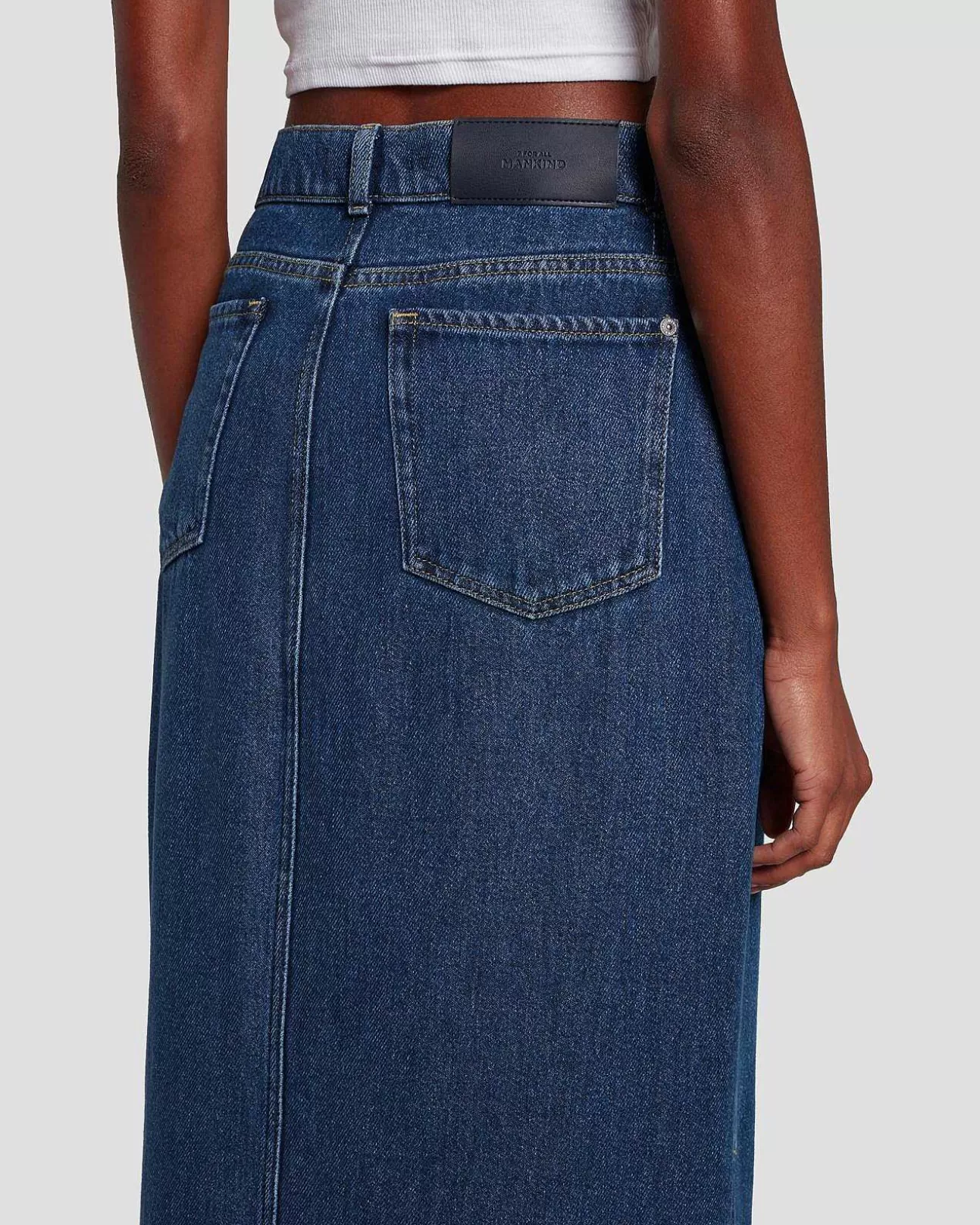 Jeans*Dames 7 For All Mankind Denim Midi-Rok In Ontdekkingsreiziger