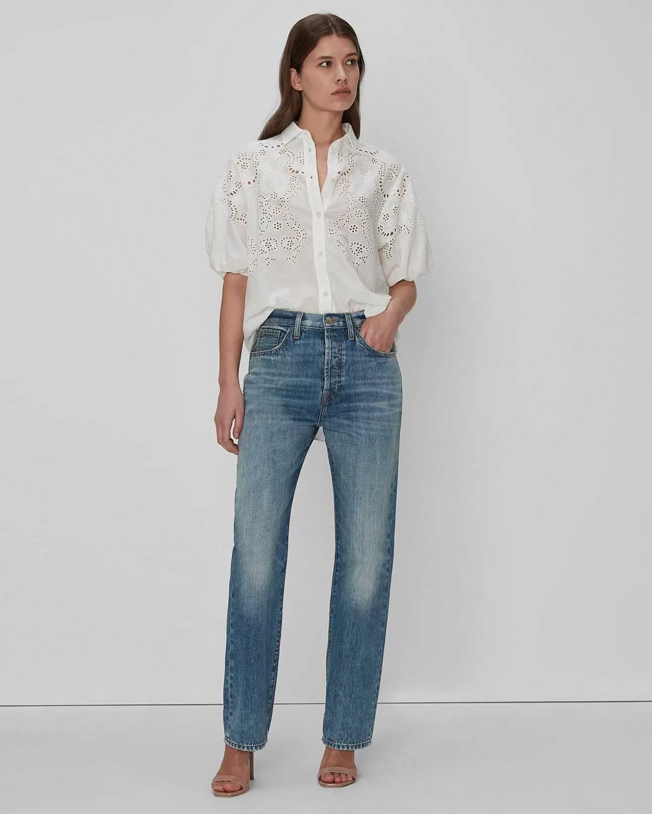 Jeans*Dames 7 For All Mankind Eenvoudig Recht Sterpaneel In Palma Rosa