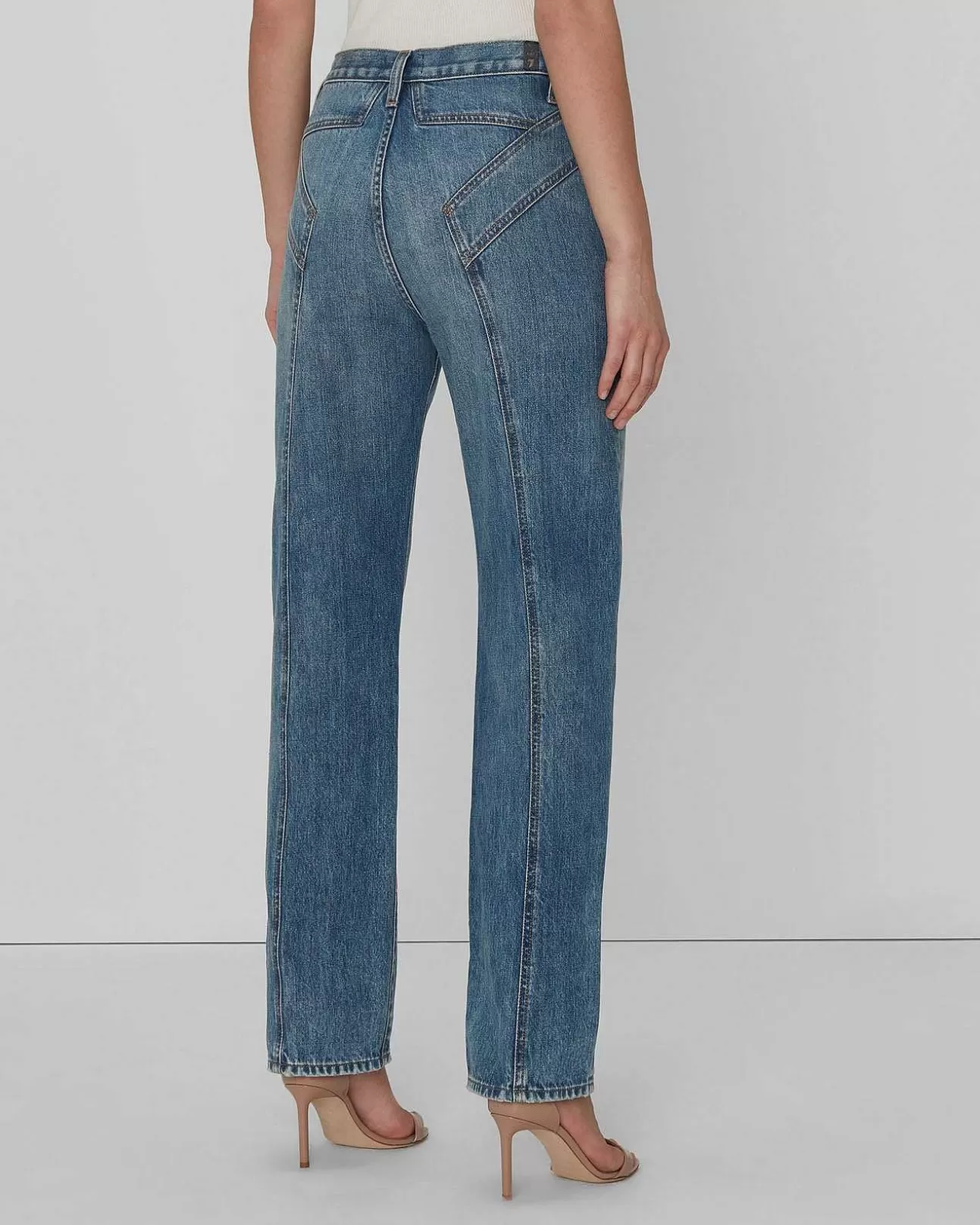 Jeans*Dames 7 For All Mankind Eenvoudig Recht Sterpaneel In Palma Rosa