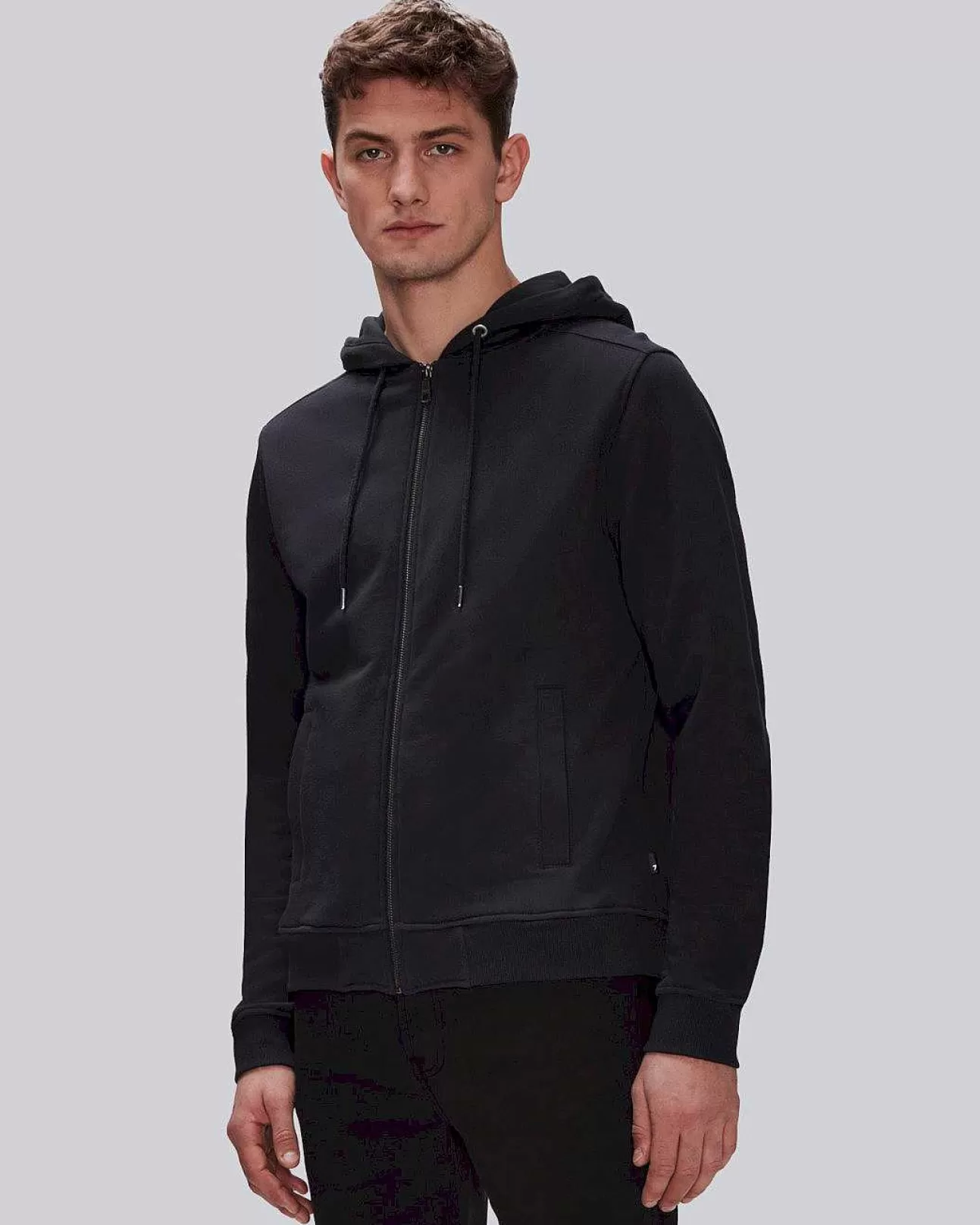 Truien*Heren 7 For All Mankind Essentiele Hoodie Met Rits Aan De Voorkant Marine