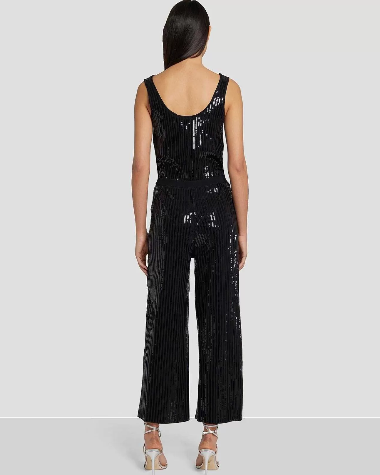 Jurken En Jumpsuits*Dames 7 For All Mankind Gebreide Jumpsuit Met Wijde Pijpen En Pailletten Zwart