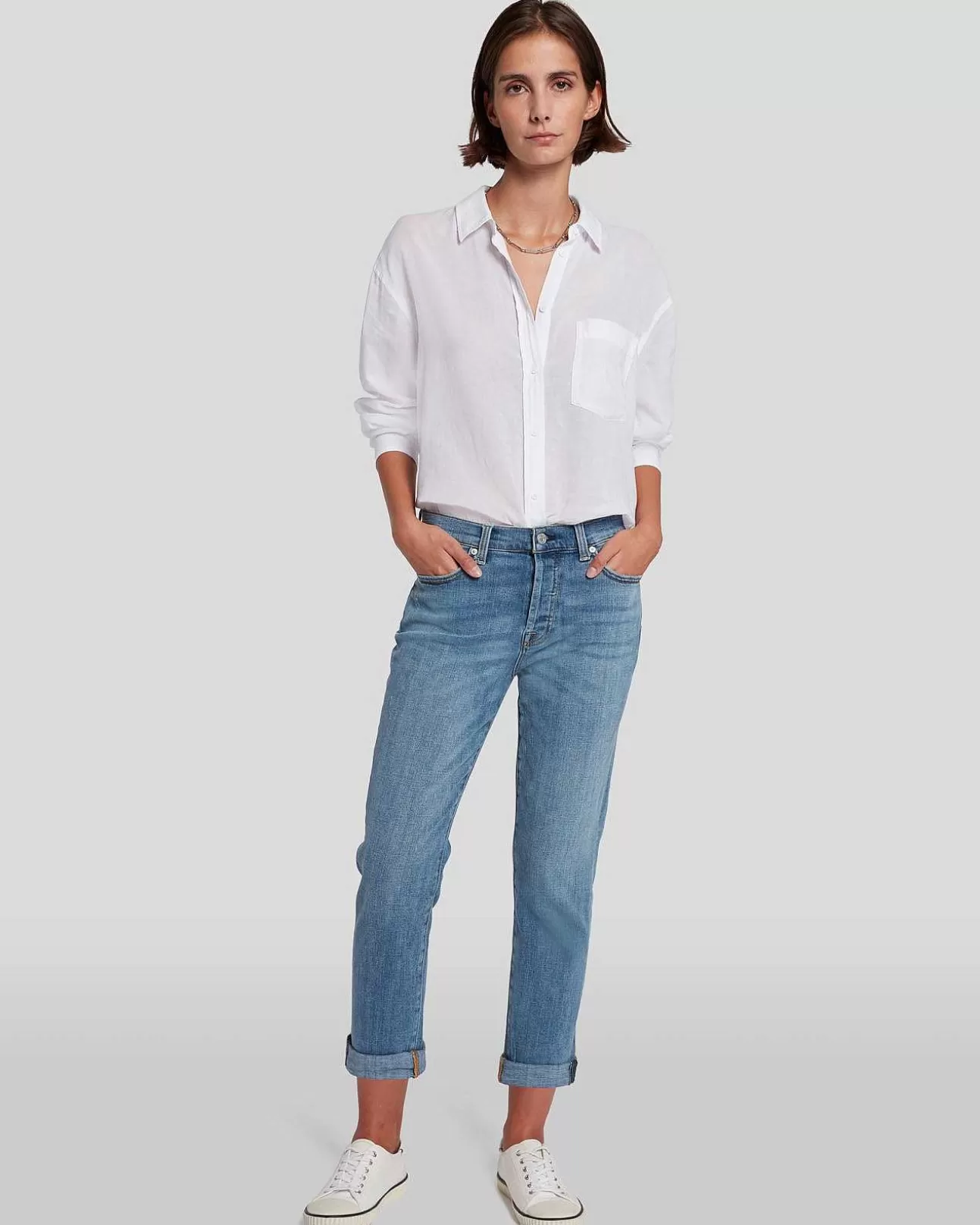 Jeans*Dames 7 For All Mankind Gebroken Twill Josefina In Fel Licht Brtltbrktl