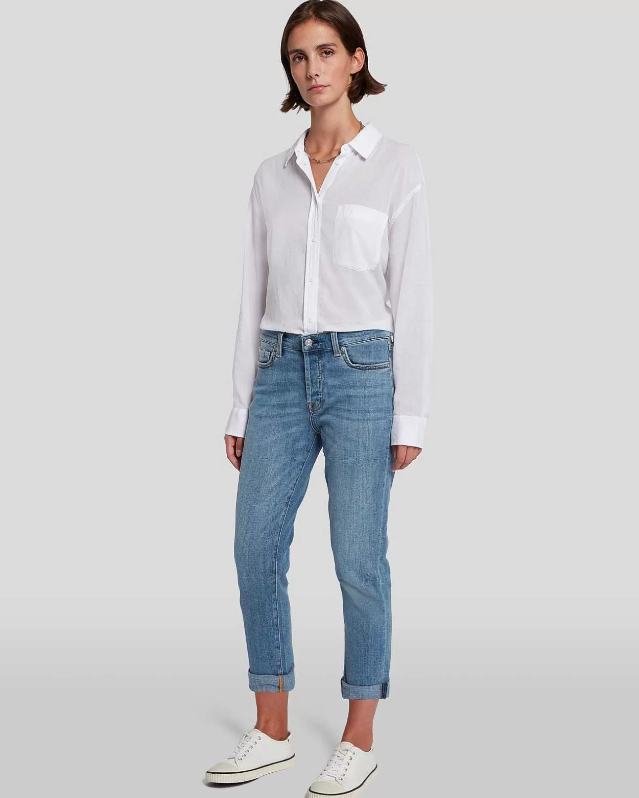 Jeans*Dames 7 For All Mankind Gebroken Twill Josefina In Fel Licht Brtltbrktl