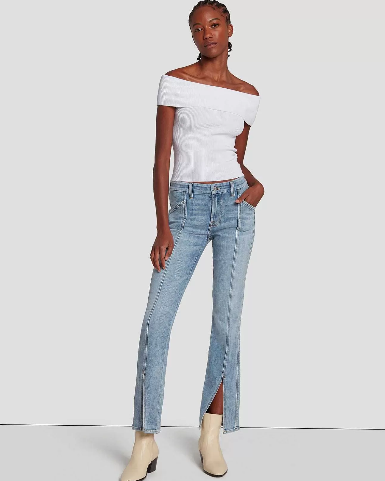 Jeans*Dames 7 For All Mankind Gebroken Twill Kimmie Recht Naar Binnen De Ville