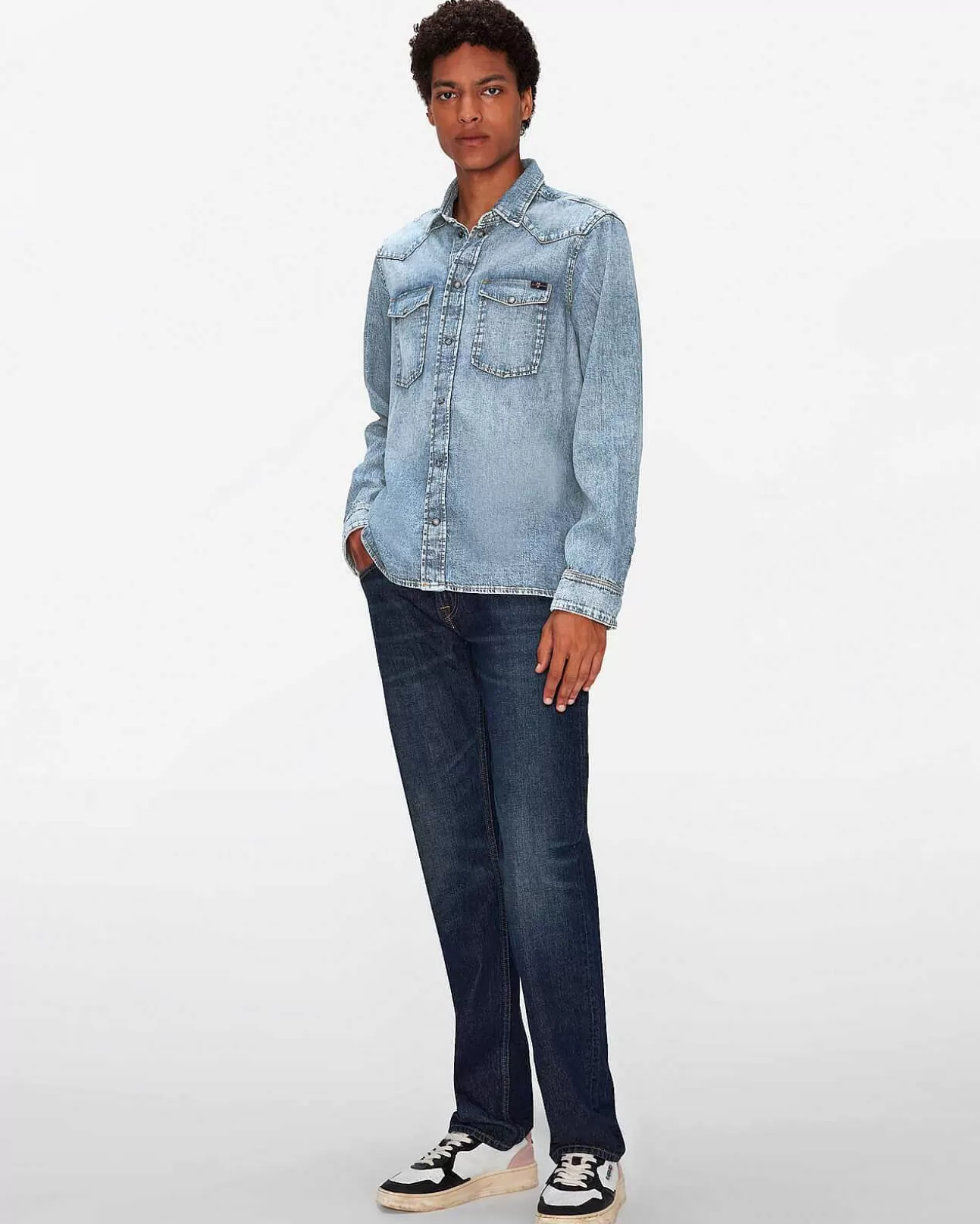 Jeans*Dames 7 For All Mankind Gecoat Westernoverhemd In Konijnenhol