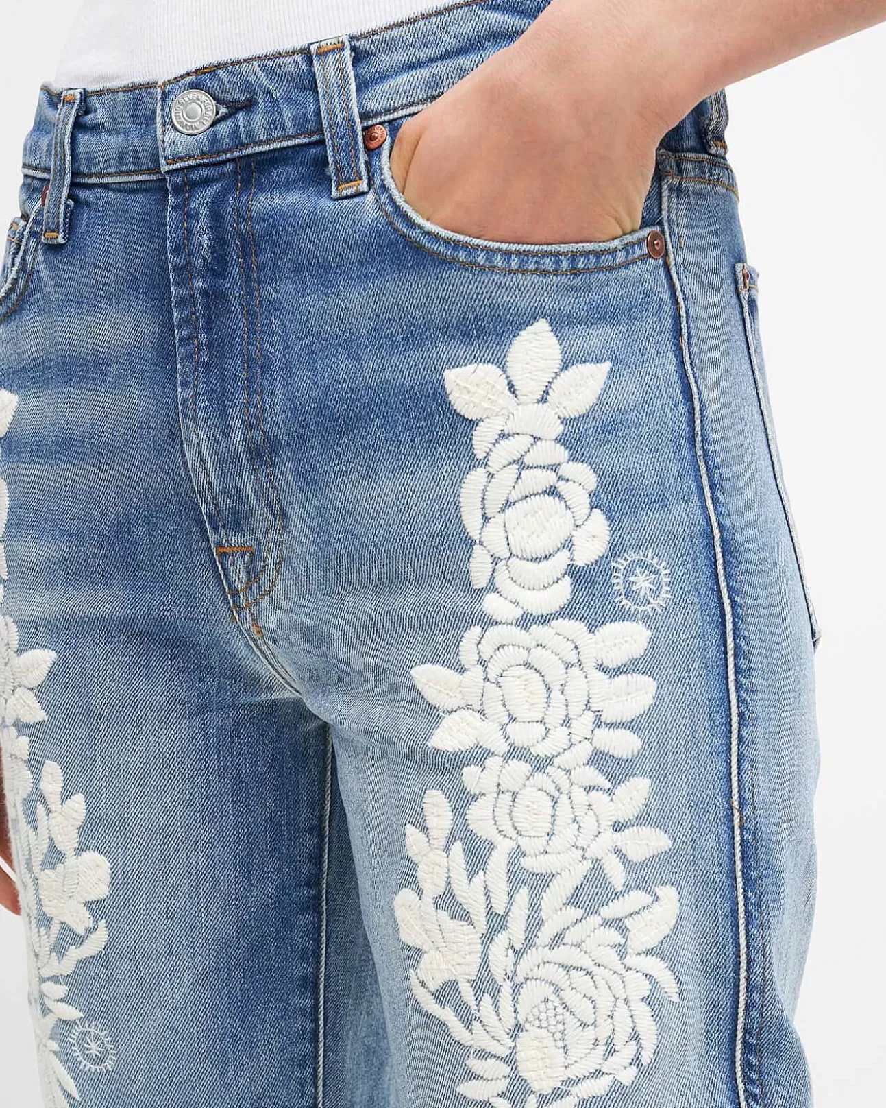 Jeans*Dames 7 For All Mankind Gemakkelijk Slank Met Bloemenborduurwerk Erin Ventura