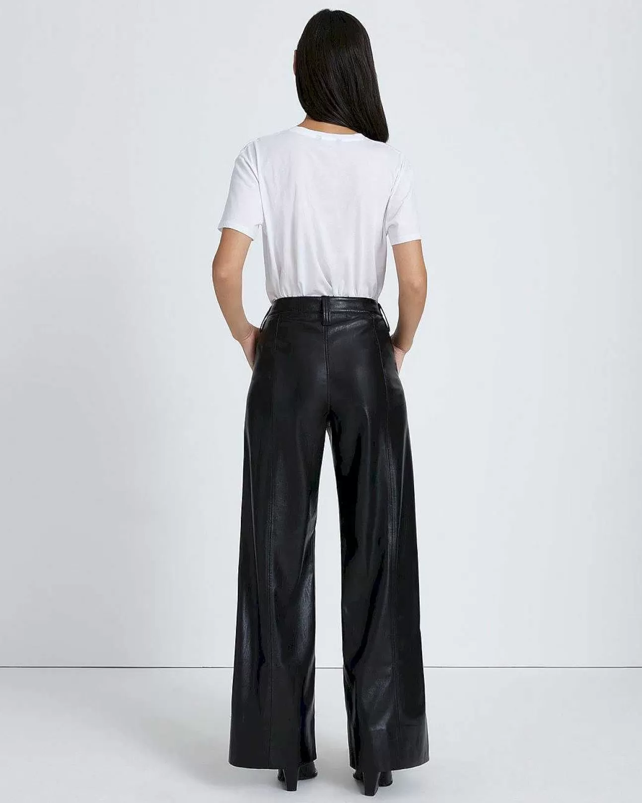 Broek*Dames 7 For All Mankind Gemakkelijke Broek Van Kunstleer Zwart