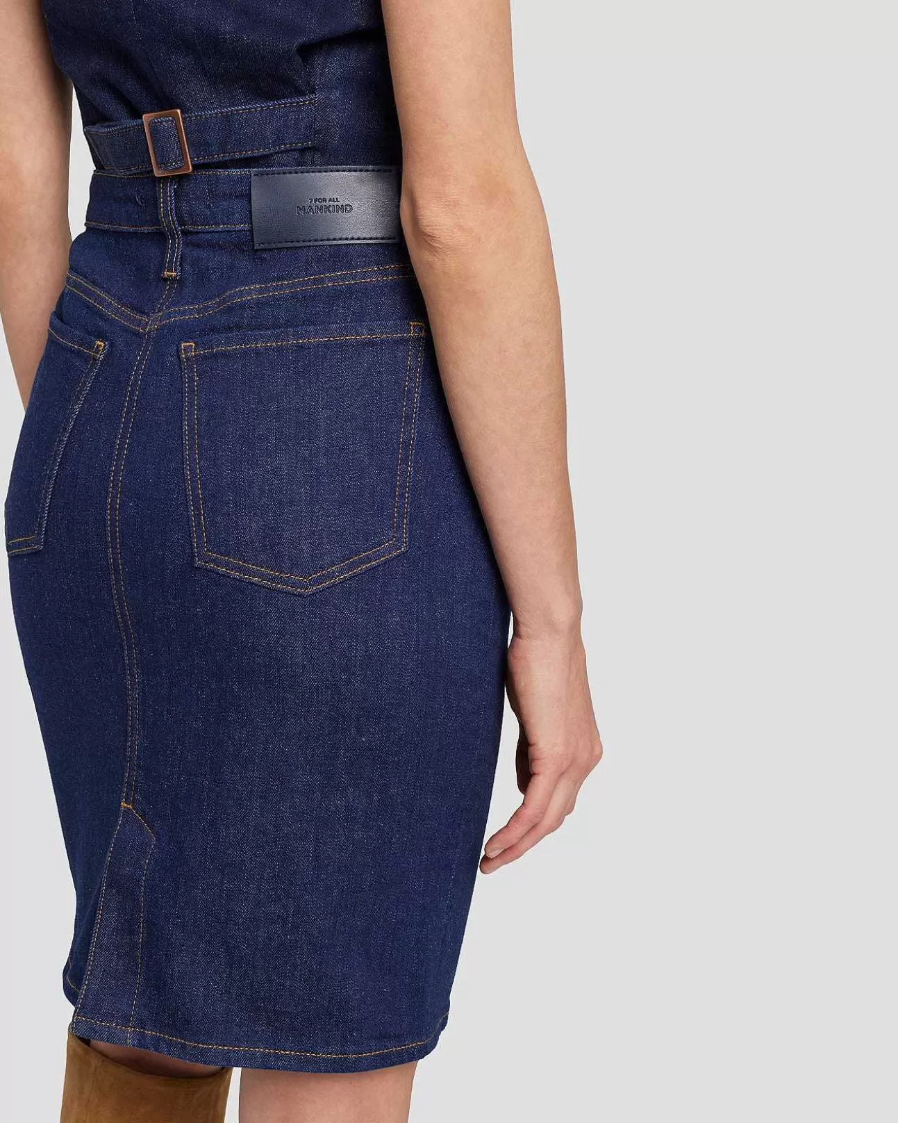 Jeans*Dames 7 For All Mankind Gemakkelijke Kokerrok In Magnolia