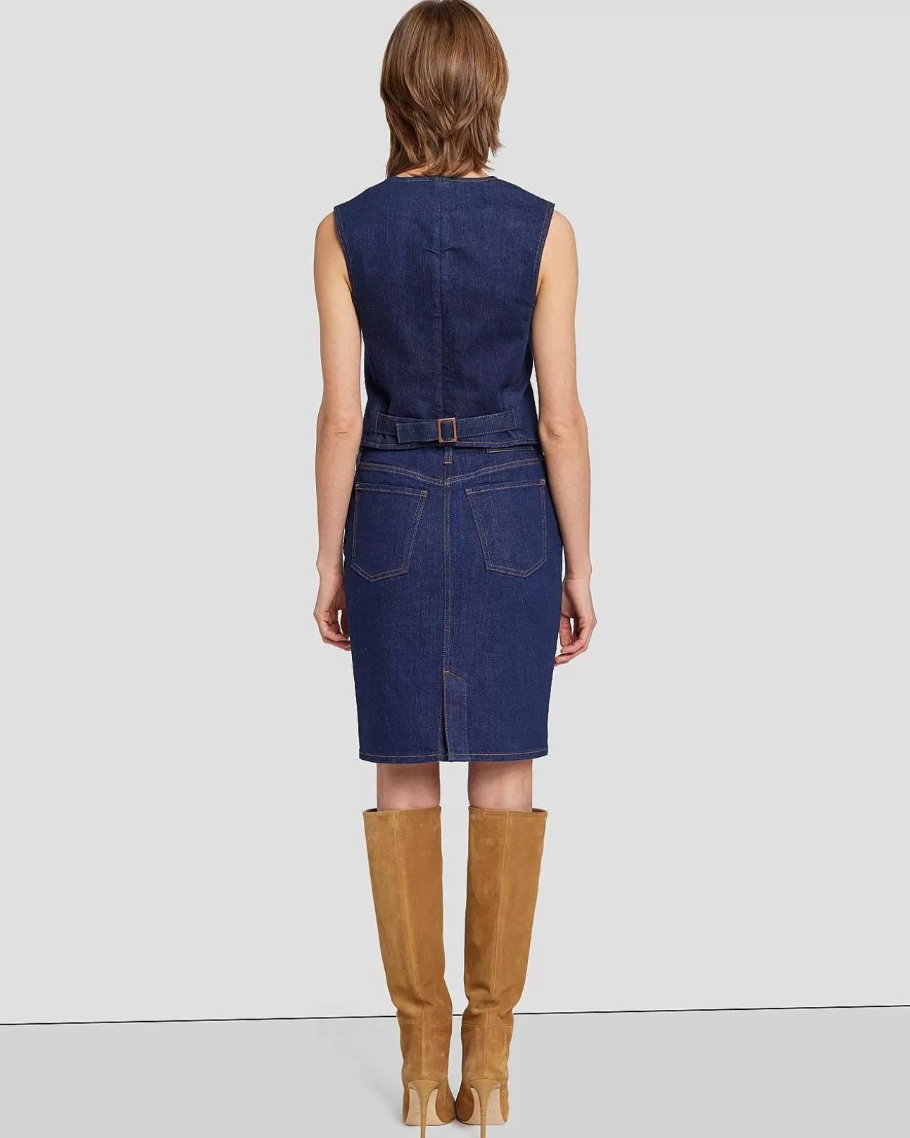 Jeans*Dames 7 For All Mankind Getailleerd Denimvest In Magnolia