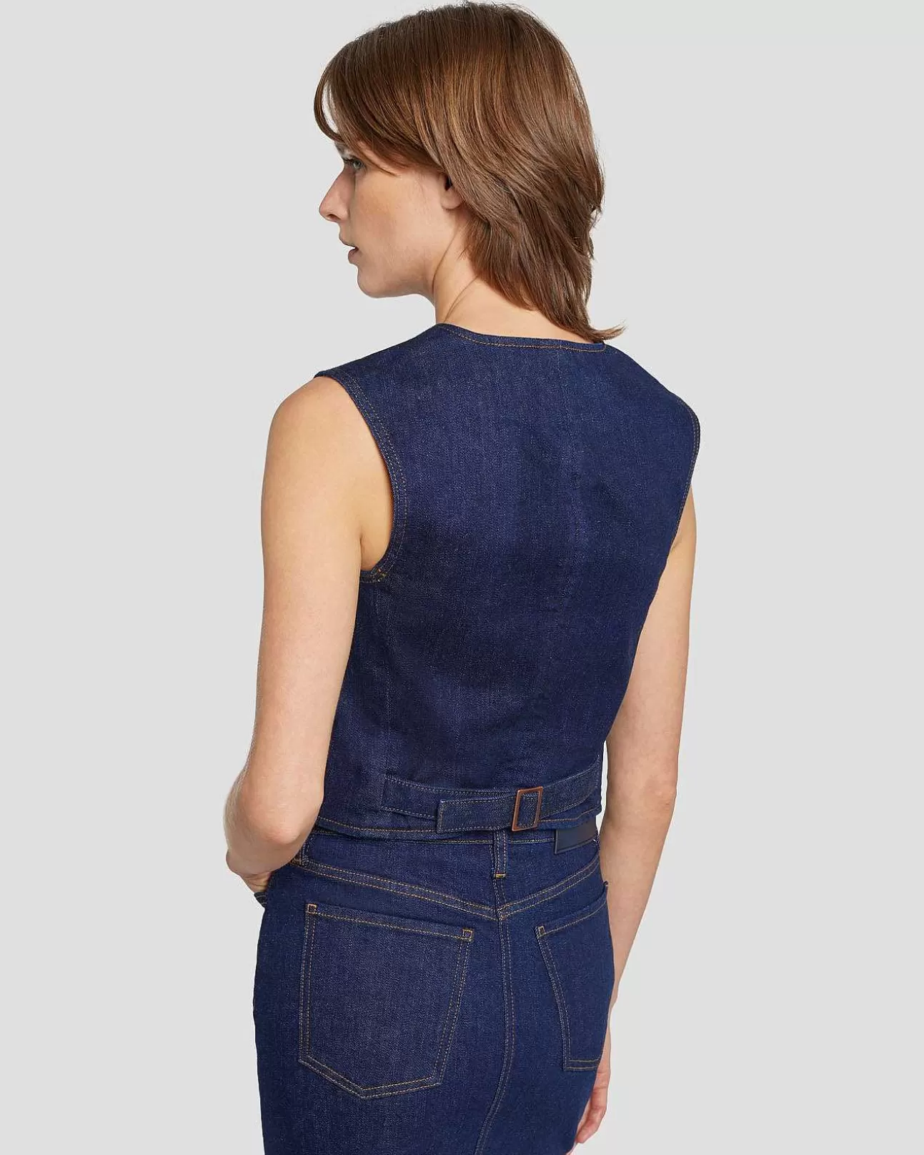 Jeans*Dames 7 For All Mankind Getailleerd Denimvest In Magnolia