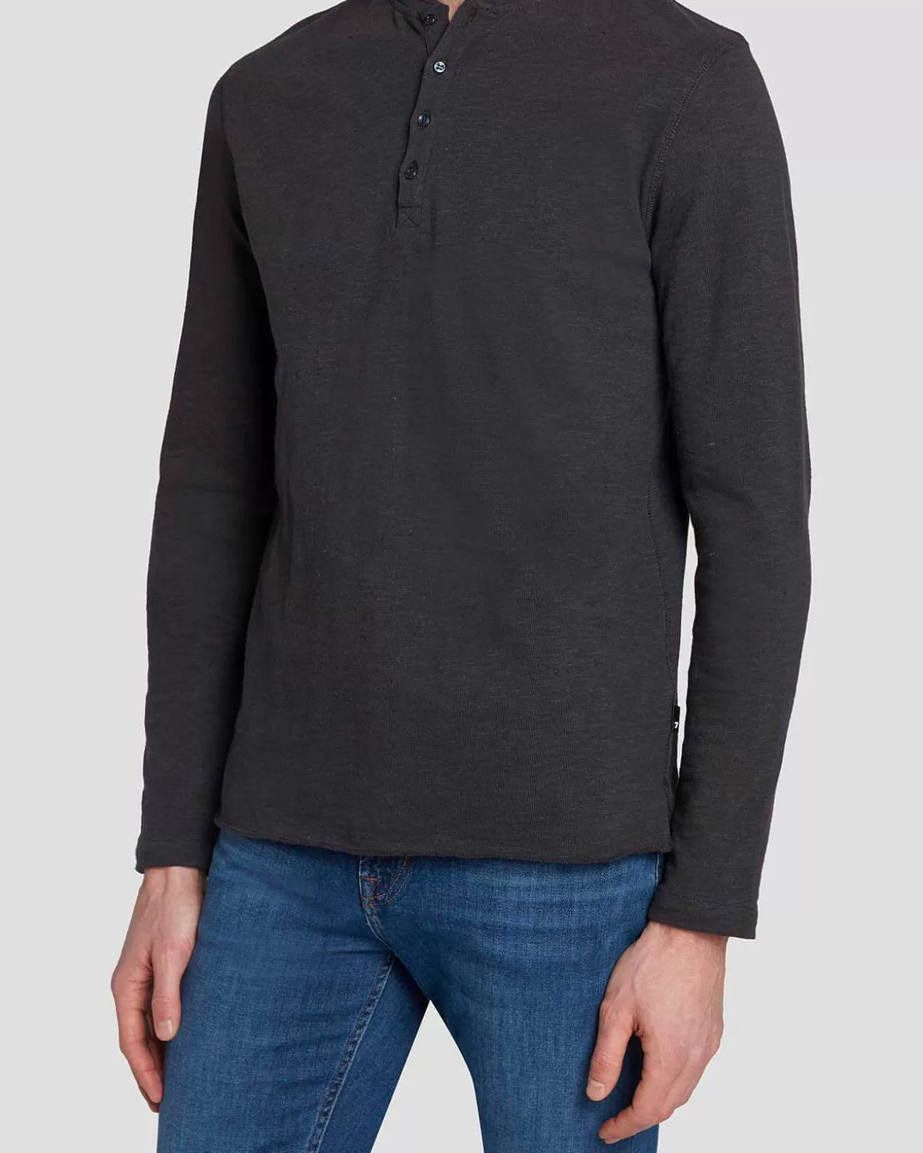 T-Stukken*Heren 7 For All Mankind Henley-In Met Lange Mouwen Dover Wit