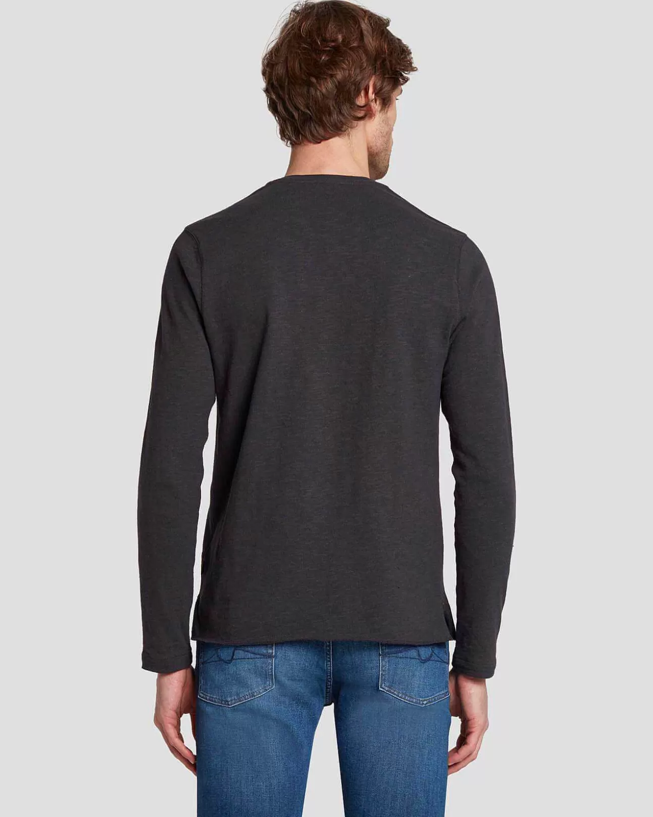 T-Stukken*Heren 7 For All Mankind Henley-In Met Lange Mouwen Dover Wit