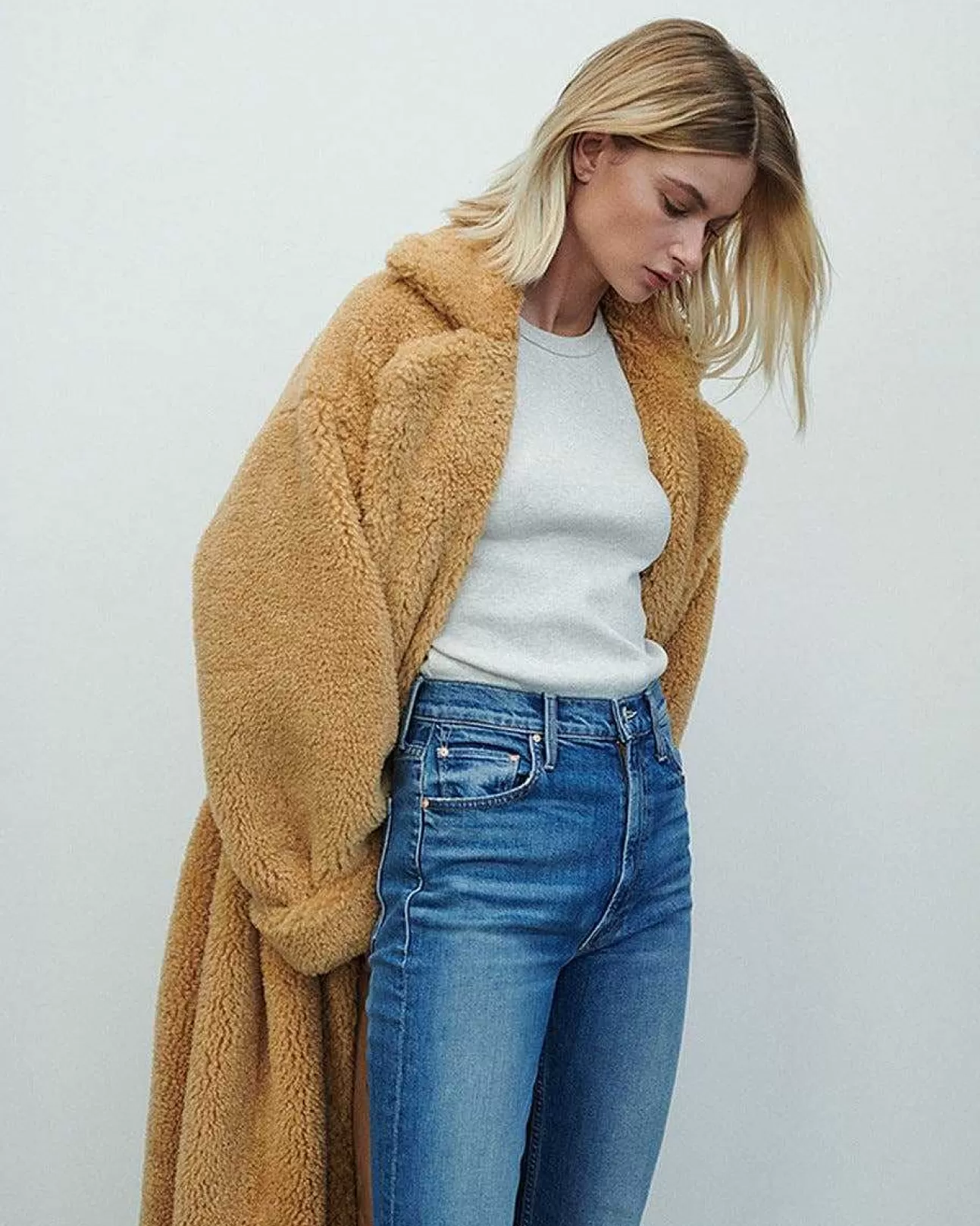 Jassen En Jassen*Dames 7 For All Mankind Jas Met Riem Van Shearling Lichte Kameel