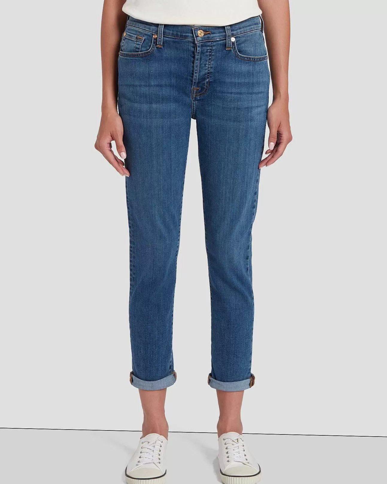 Jeans*Dames 7 For All Mankind Jozefina In Gebroken Twill Ijdelheid