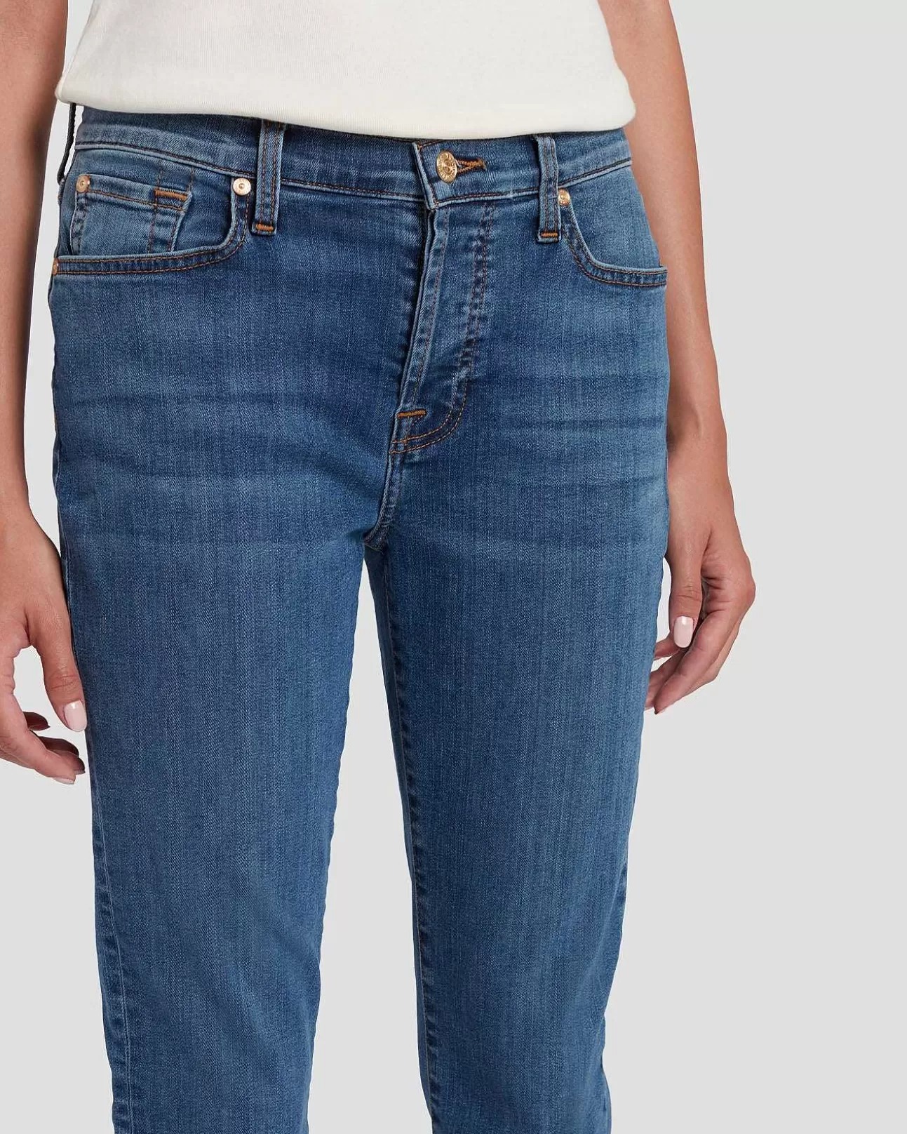 Jeans*Dames 7 For All Mankind Jozefina In Gebroken Twill Ijdelheid