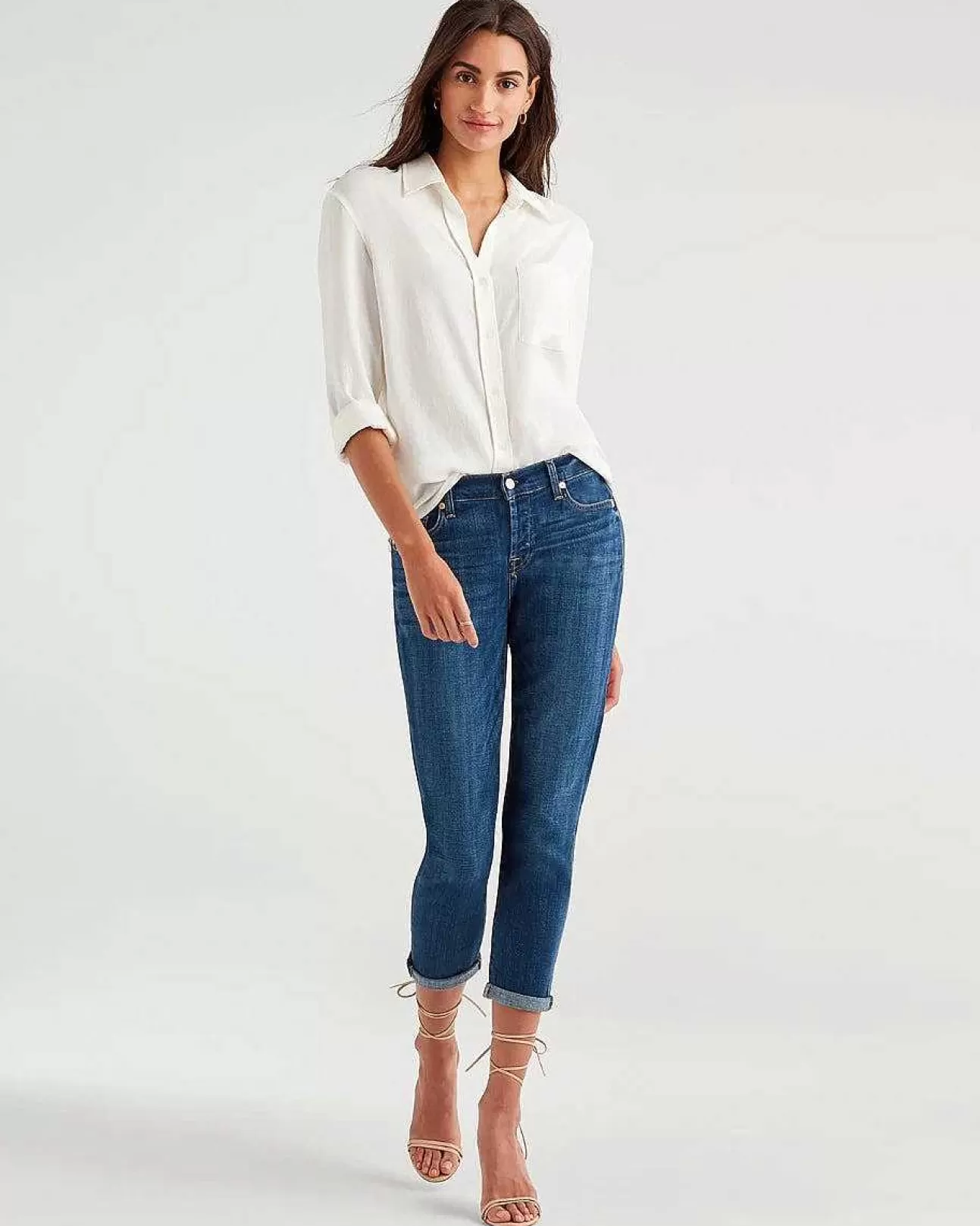 Jeans*Dames 7 For All Mankind Jozefina In Gebroken Twill Ijdelheid