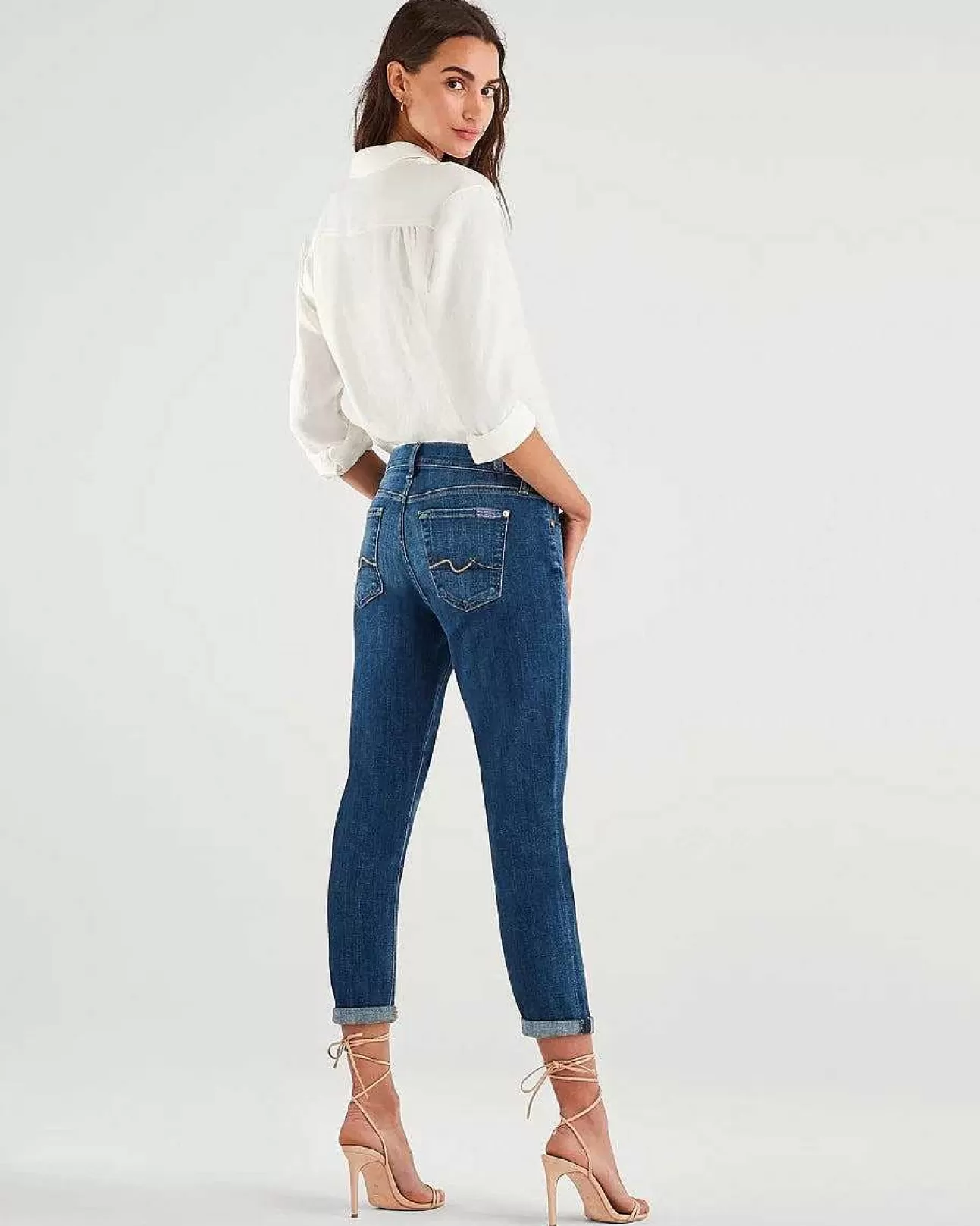 Jeans*Dames 7 For All Mankind Jozefina In Gebroken Twill Ijdelheid