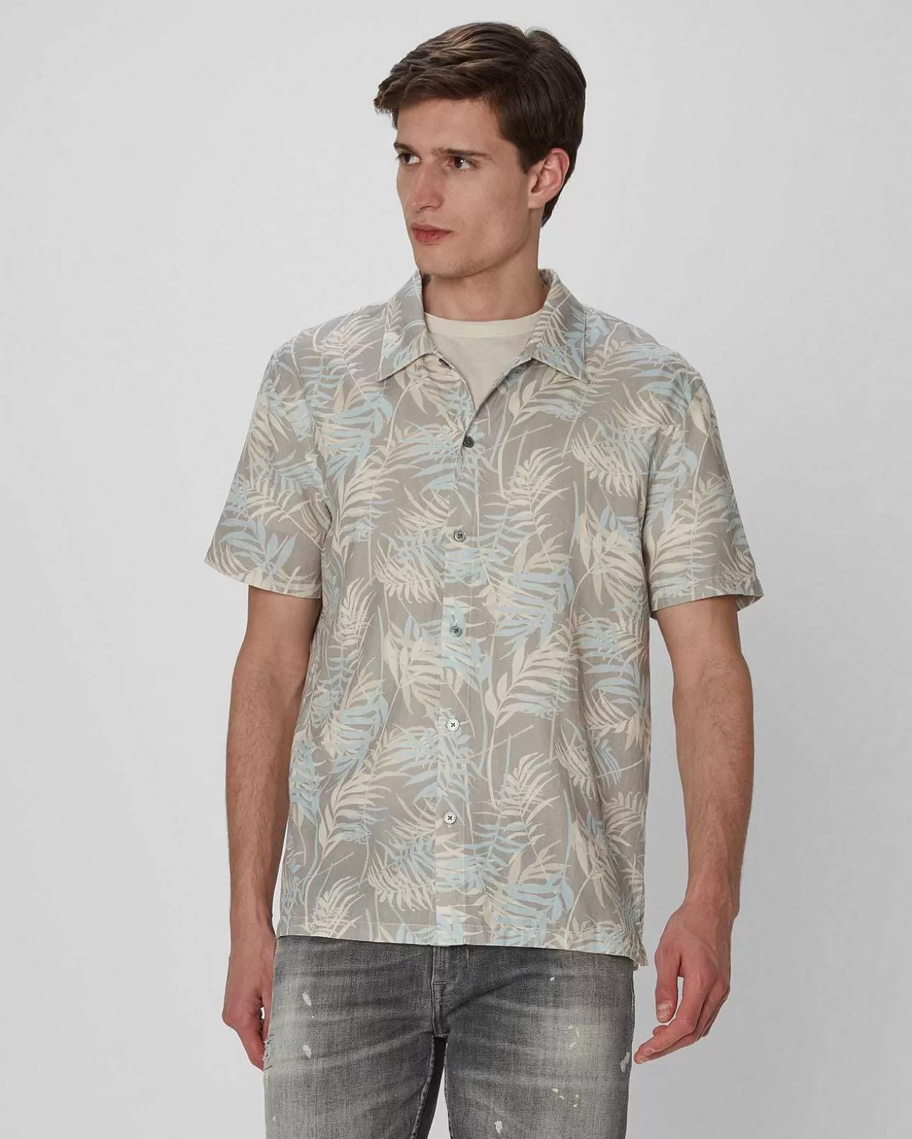 Overhemden*Heren 7 For All Mankind Kampshirt Met Palmprint In Thee