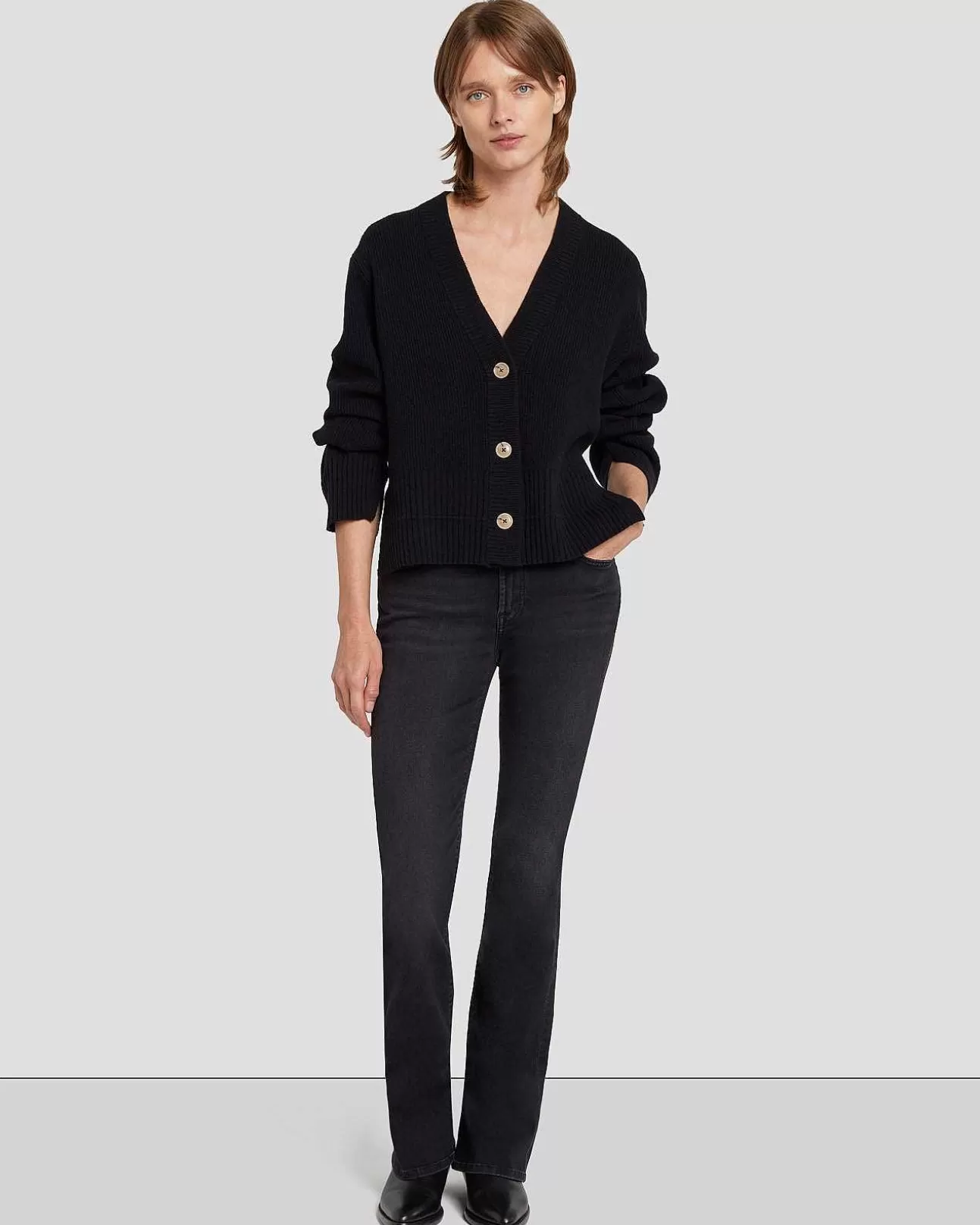 Truien*Dames 7 For All Mankind Kasjmier Vest In Zwart