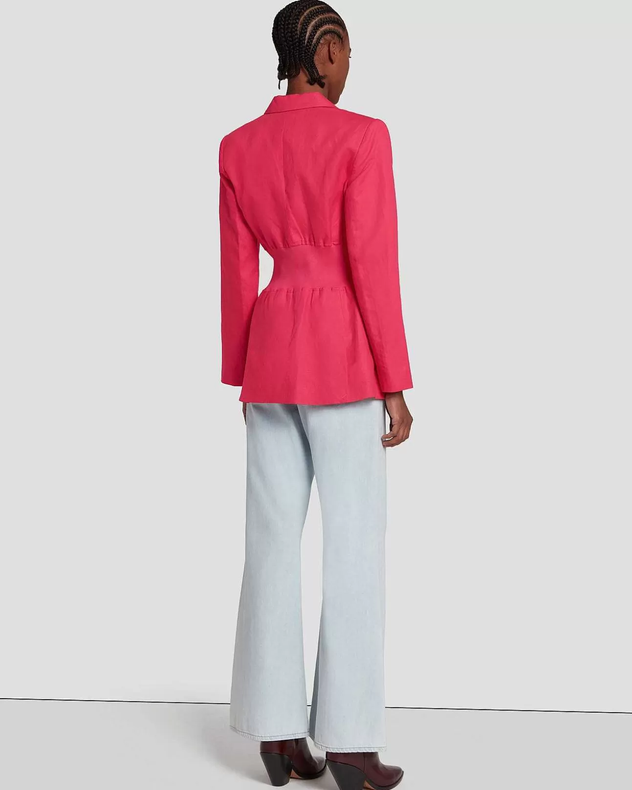 Jassen En Jassen*Dames 7 For All Mankind Linnen Blazer Met Geplooide Taille Geranium