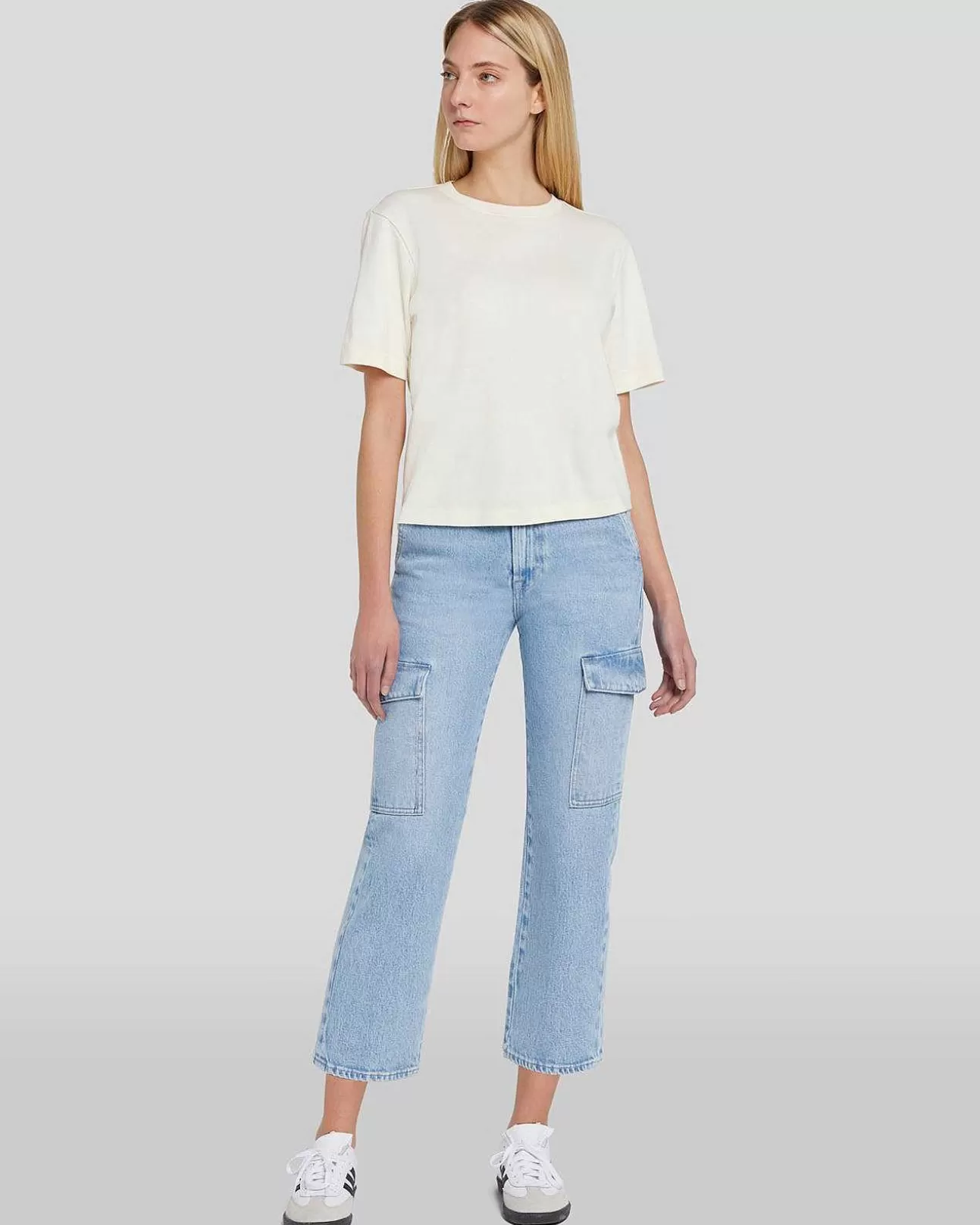 Jeans*Dames 7 For All Mankind Logan Cropped Cargojeans In Botsen