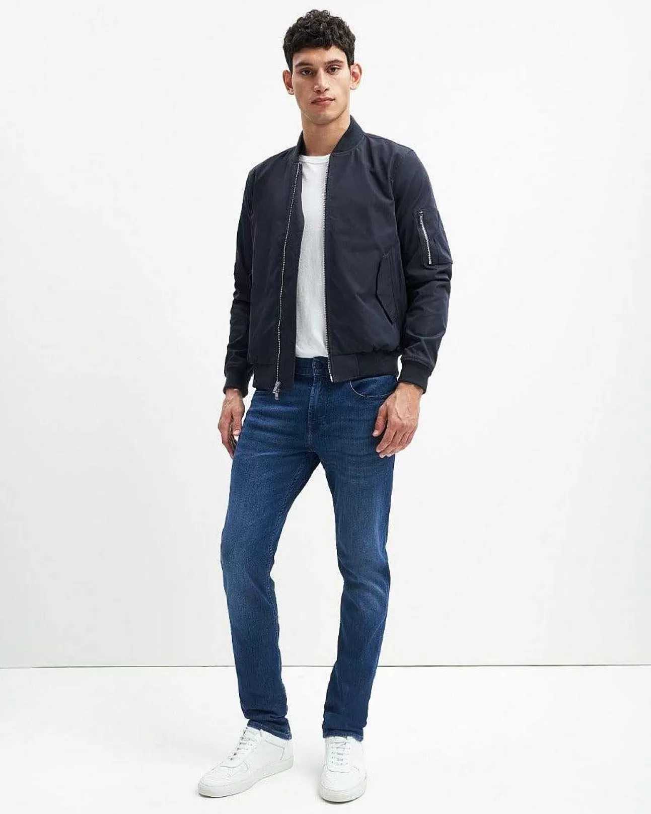 Jeans*Heren 7 For All Mankind Luxe Performance Plus Slimmy Taps Toelopend In Middenblauw