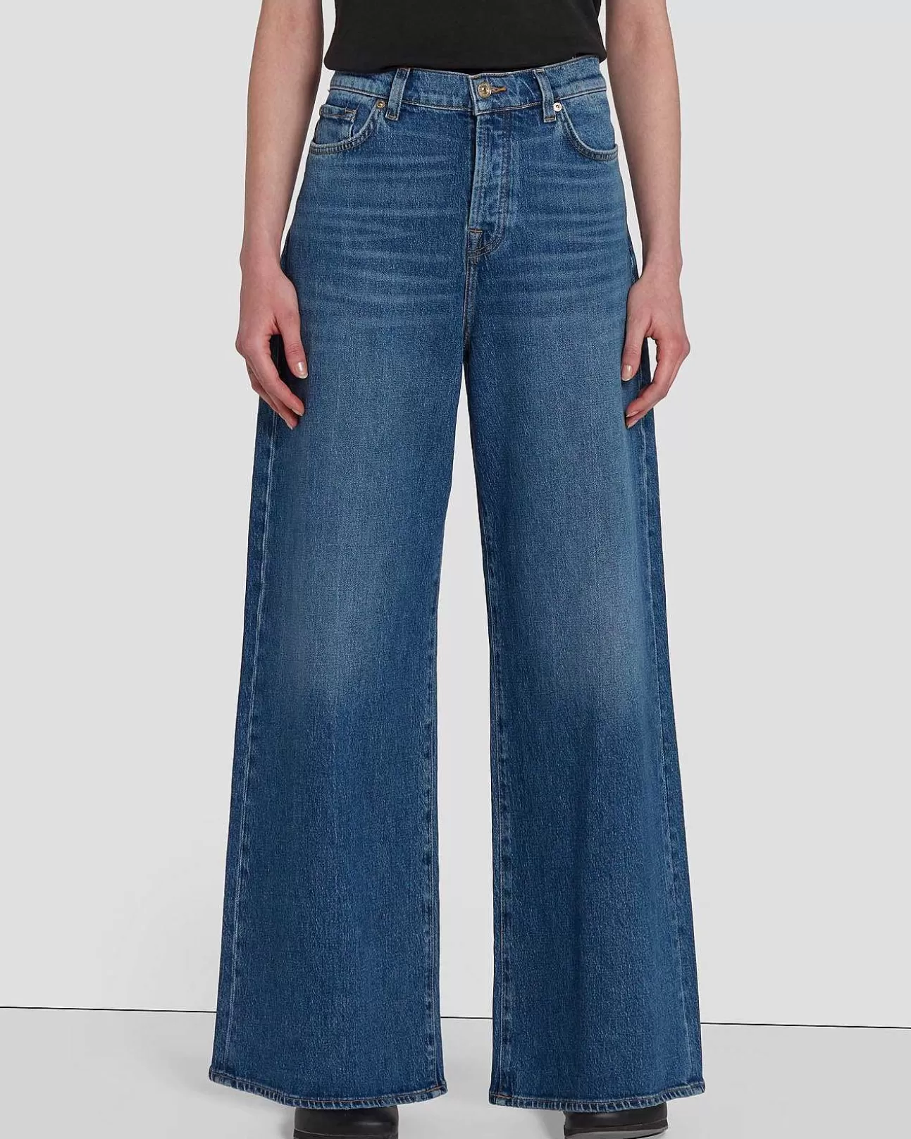 Jeans*Dames 7 For All Mankind Mankind Zoey Met Super Wijde Pijpen Drop