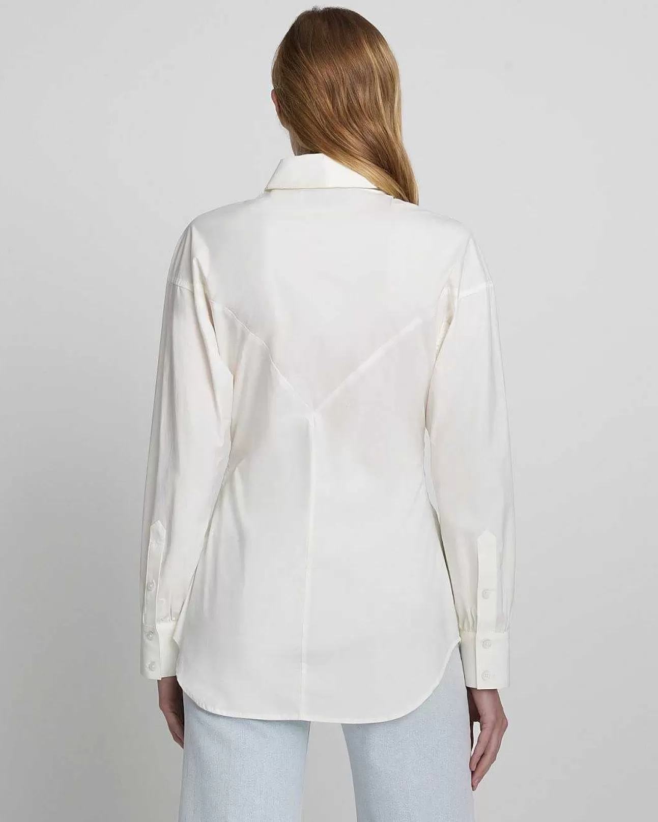 Bovenkanten*Dames 7 For All Mankind Overhemd Met Knoopsluiting In De Taille Antiek Wit